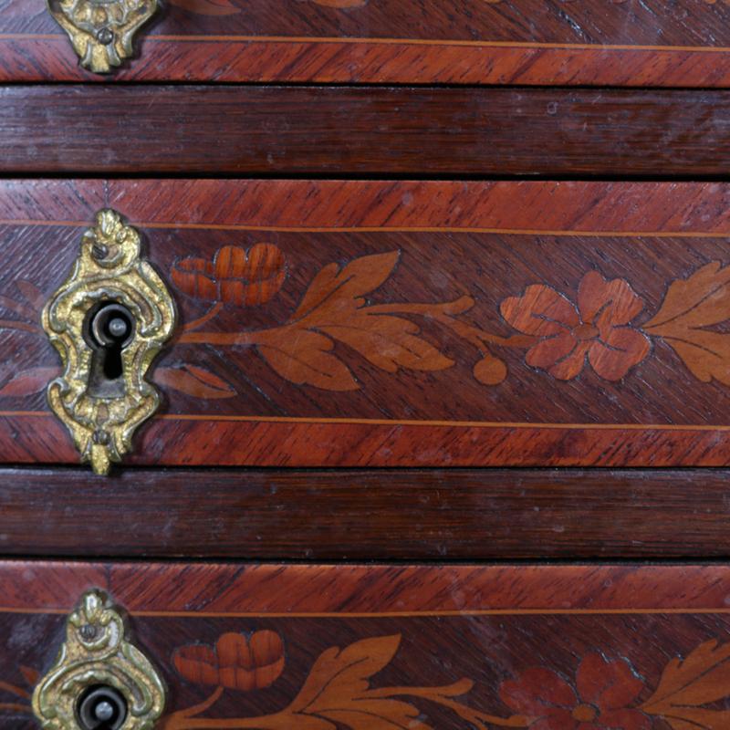 Antique French Louis XV Style Marquetry 3-Drawer End Stand, 19th Century 3