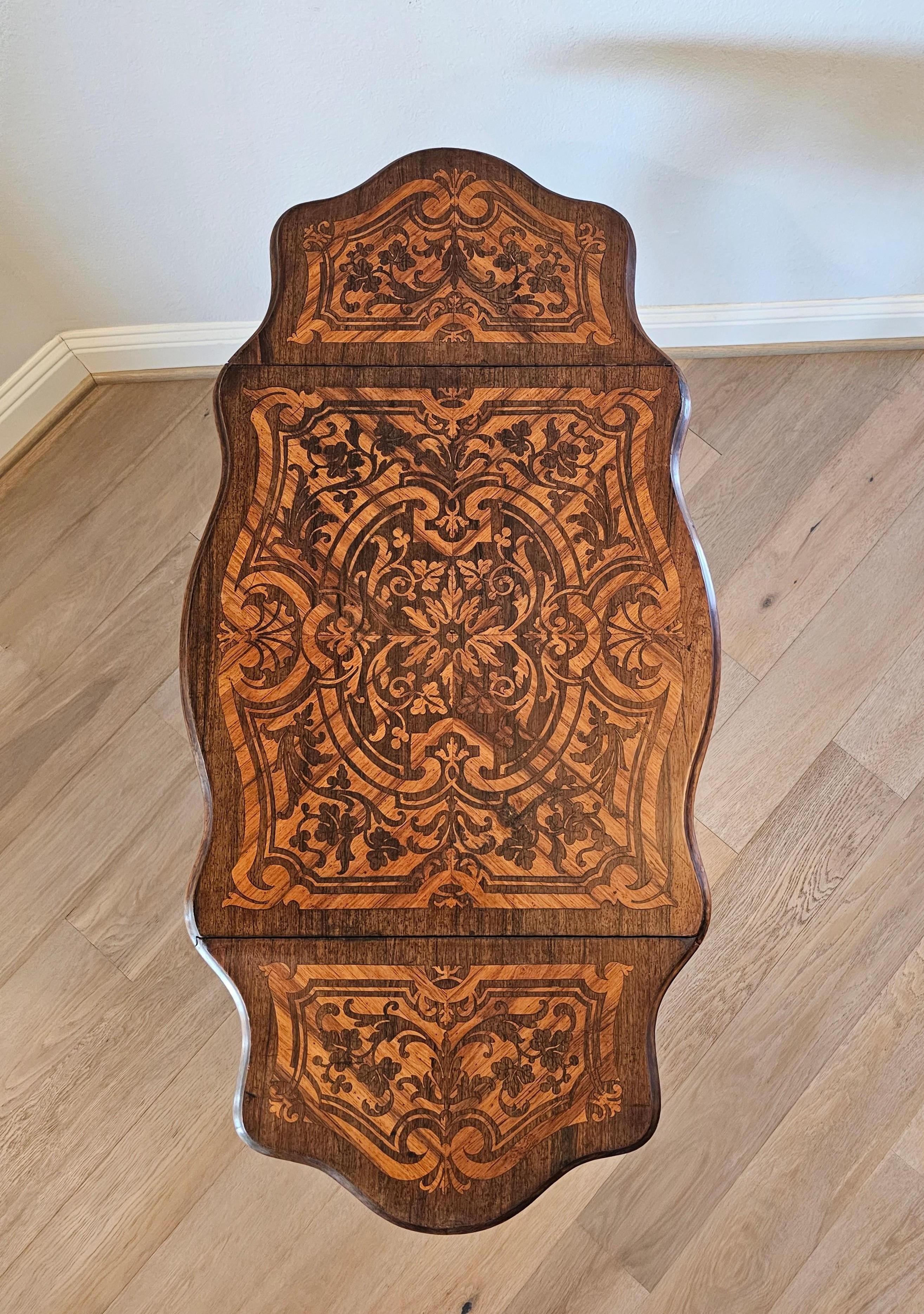 Antique French Mesa Auxiliar de Marquetería de Hoja Caída Estilo Luis XV para Costura en venta 13