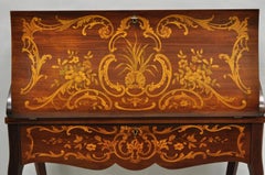 Antique French Louis XV Style Marquetry Inlaid Drop Front Ladies Writing Desk