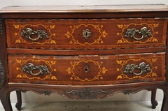 Antique French Louis XV Style Marquetry Inlay Bombe Commode Chest of Drawers TLC