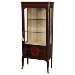 Antique French Louis XV Style Marquetry and Ormolu Decorated Vitrine, circa 1890