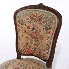 Antique French Louis XV Style Needlepoint Tapestry Lady’s Chair C1890