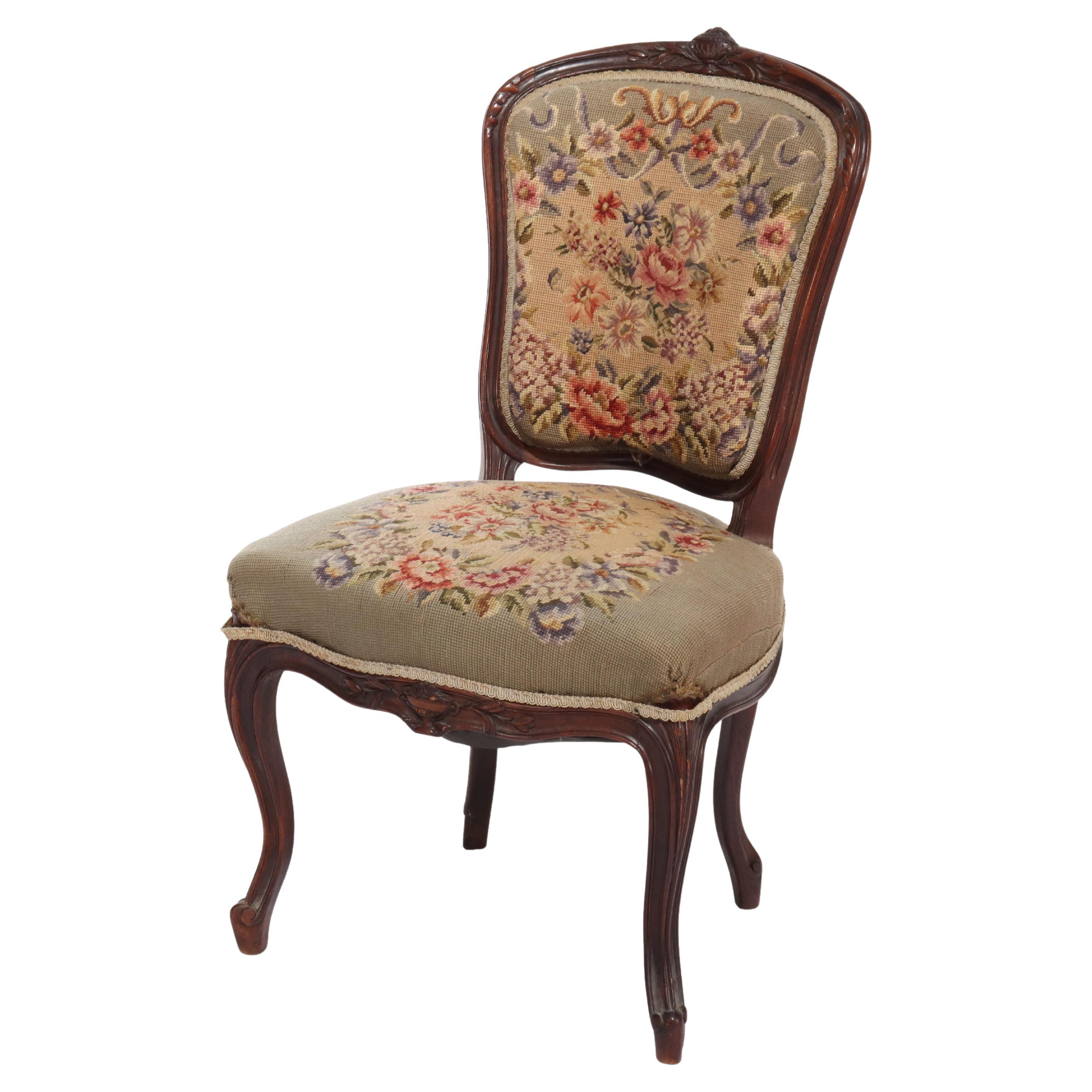 Chaise de Dame Antique French Style Louis XV Tapisserie à l
aiguille C1890