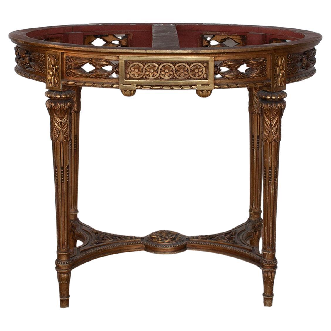 Antiker französischer ovaler Tischsockel aus vergoldetem Holz im Louis-XV-Stil