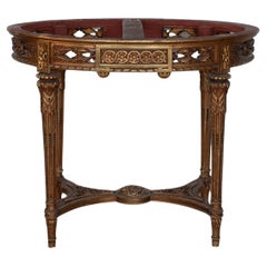 Antique French Louis XV-Style Oval Gilded Wood Table Base