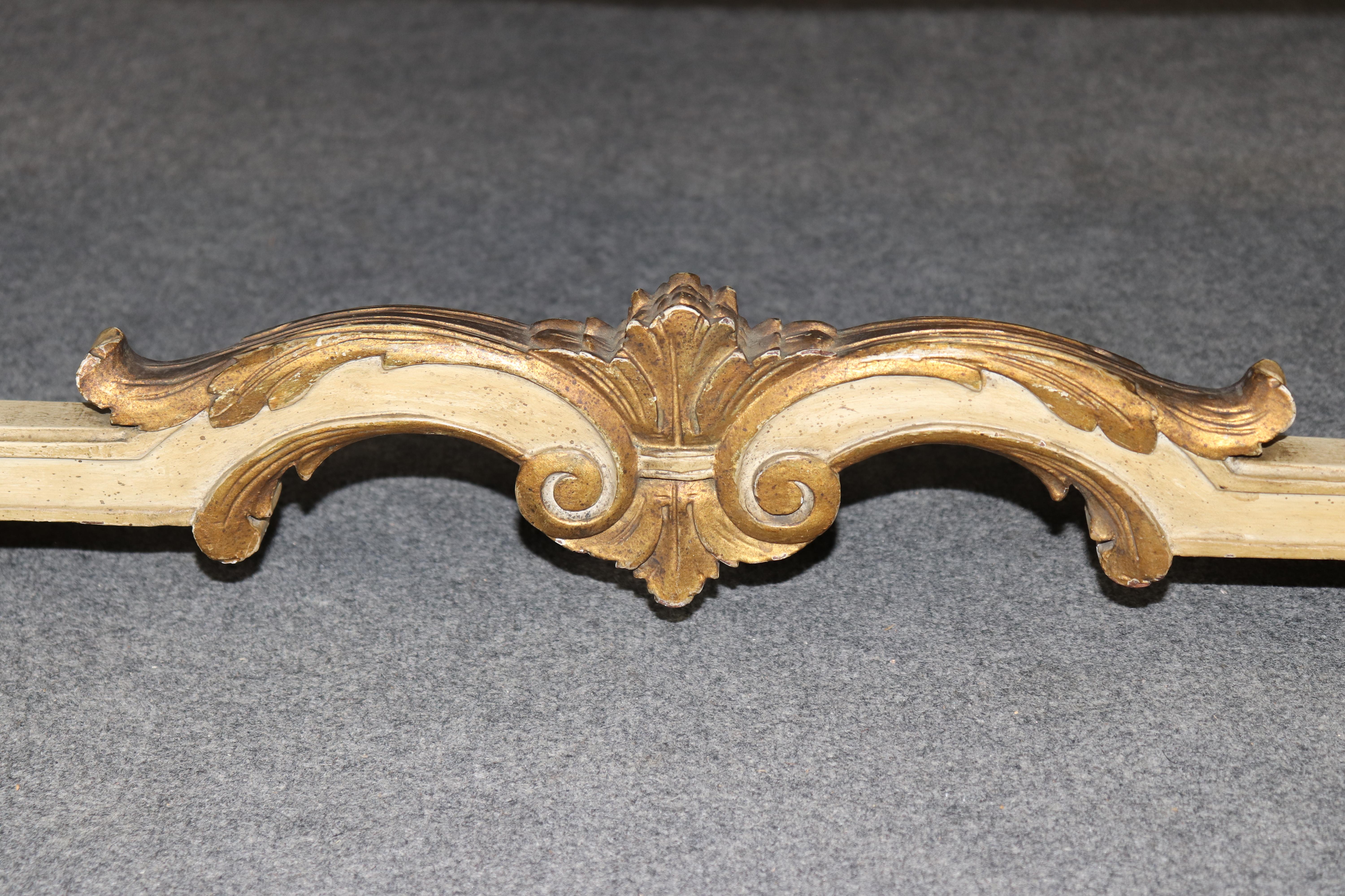 XX secolo Antique French Louis XV Style Paint Decorated and Gilt Accent Bench C. 1920's