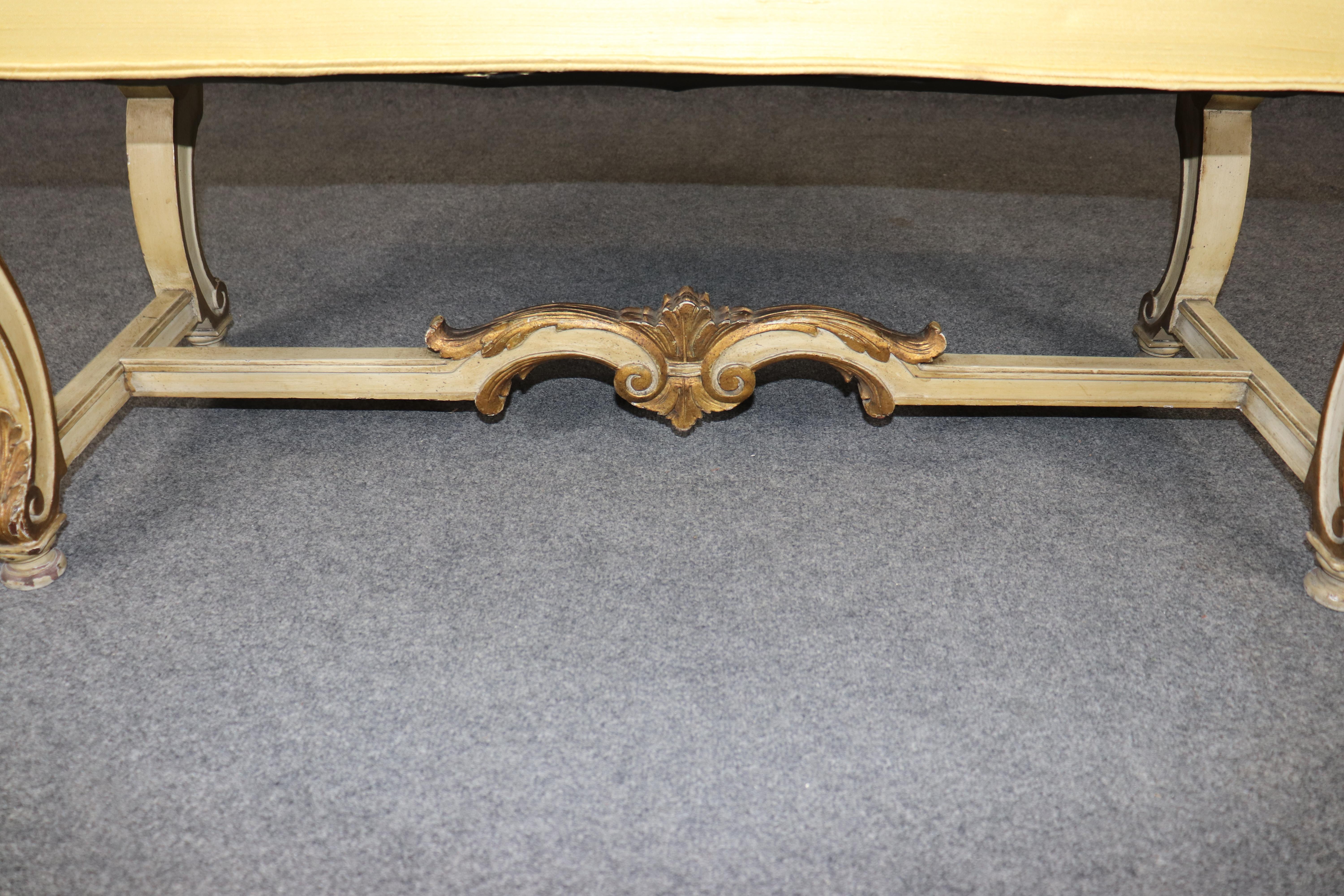 Antique French Louis XV Style Paint Decorated and Gilt Accent Bench C. 1920's 1