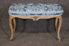 Antique French Louis XV Style Paint Decorated Tufted Bench Footstool