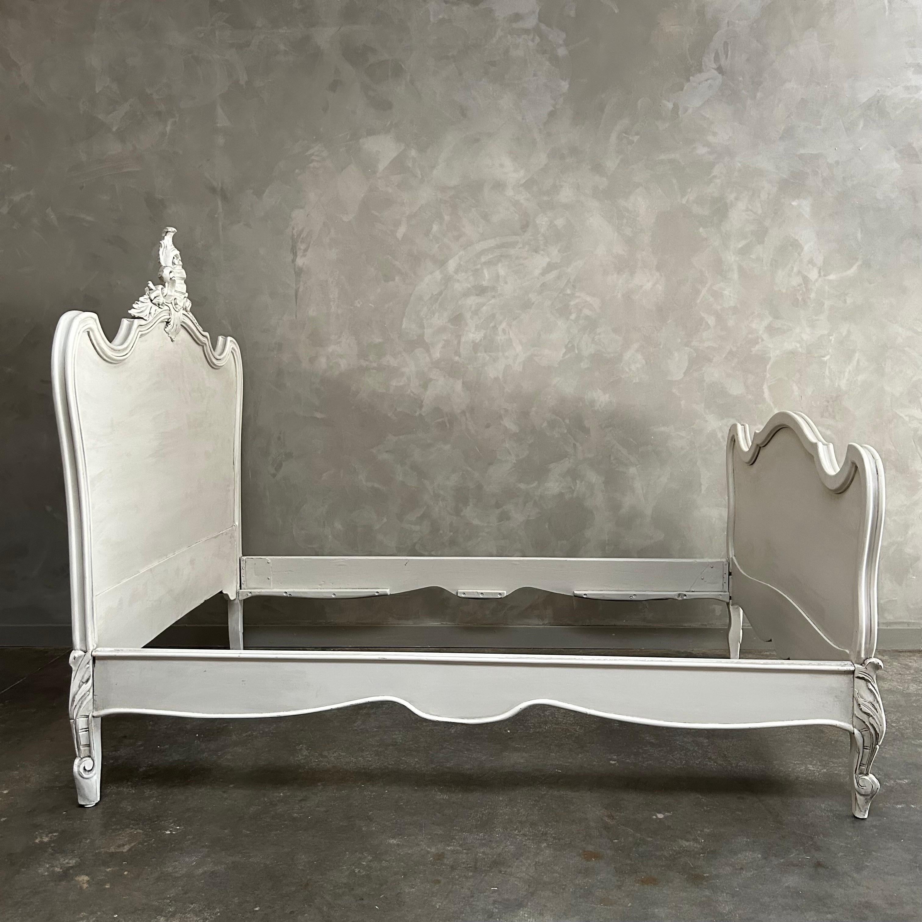 Antique French Louis XV Style Painted Bed For Sale 2