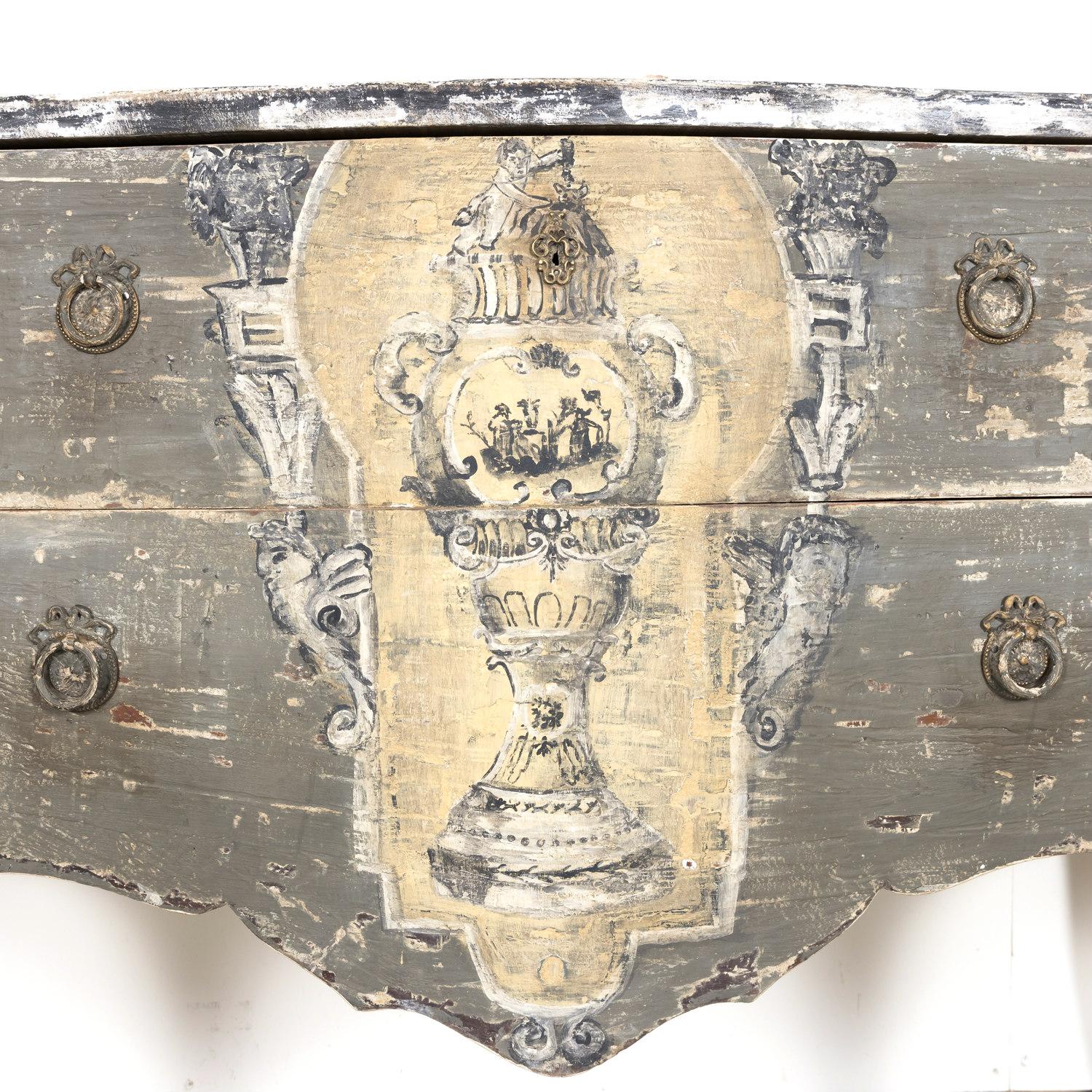 Antike französische bemalte Kommode im Louis-XV-Stil Sauteuse im Angebot 2