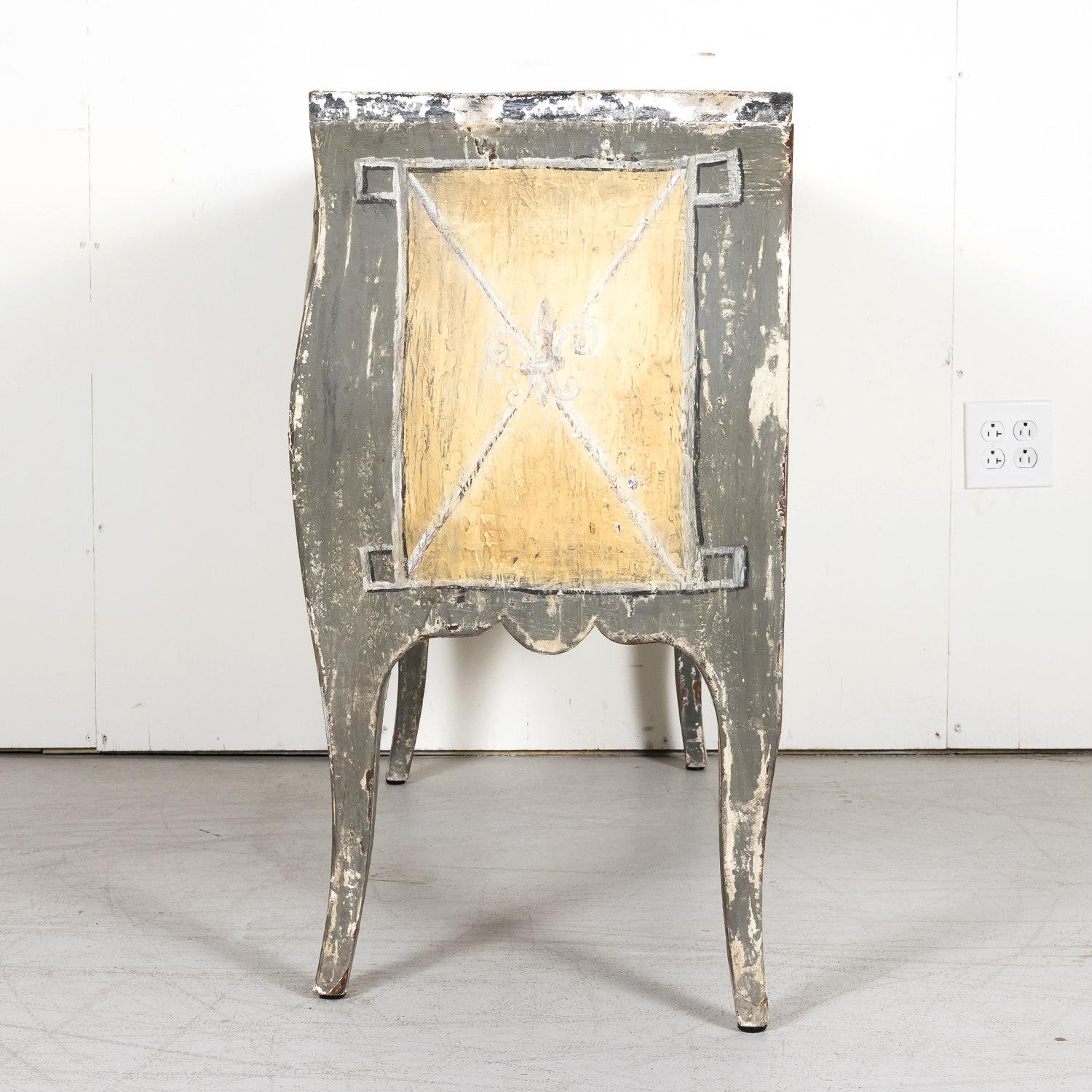 Antique French Louis XV Style Painted Commode Sauteuse in vendita 9