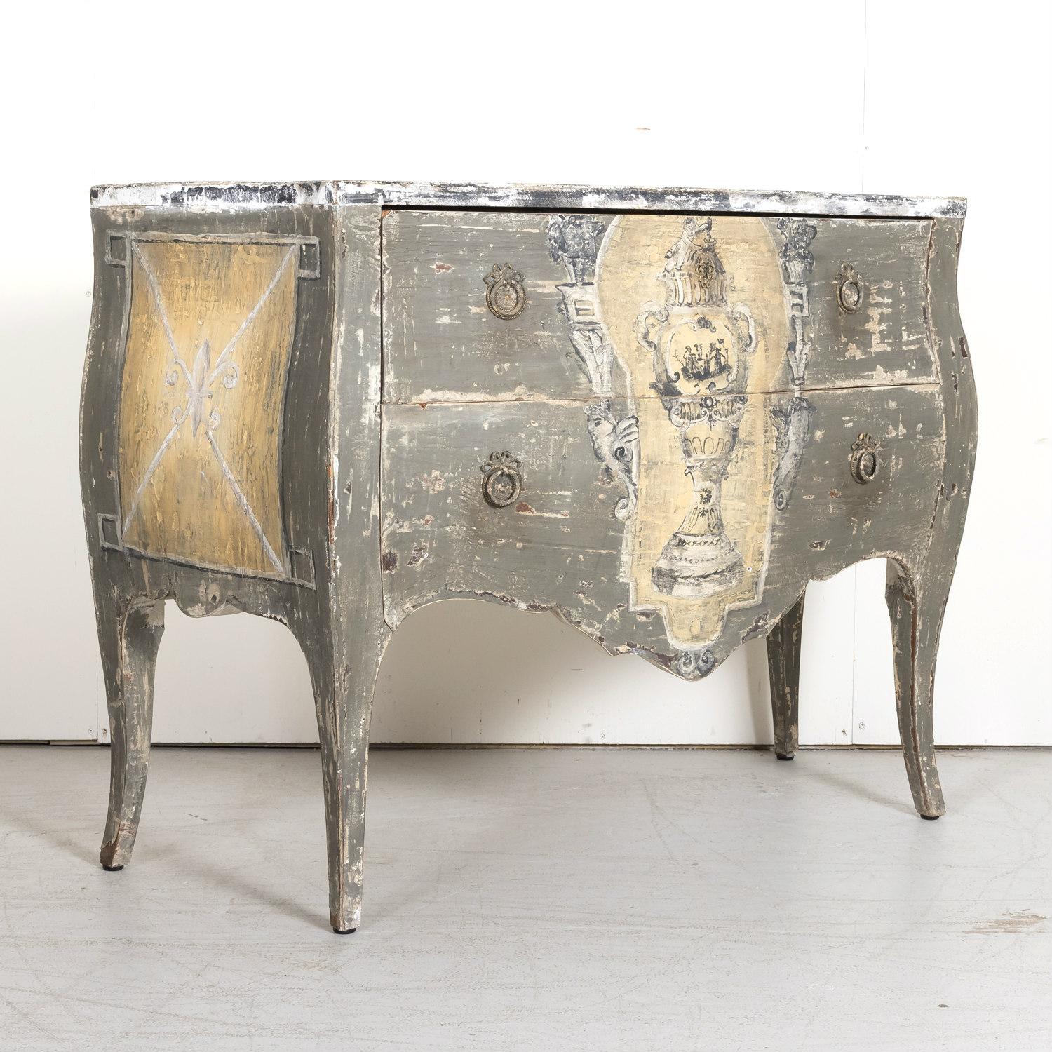 Antique French Louis XV Style Painted Commode Sauteuse In Good Condition For Sale In Birmingham, AL