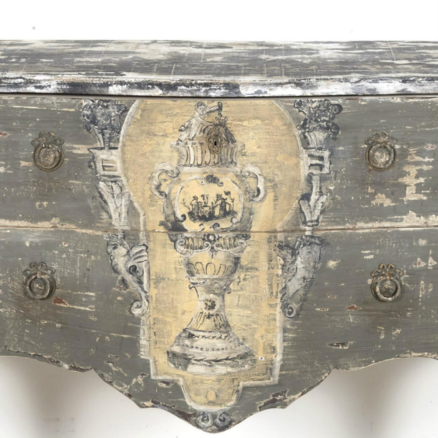 Antike französische bemalte Kommode im Louis-XV-Stil Sauteuse im Angebot 1