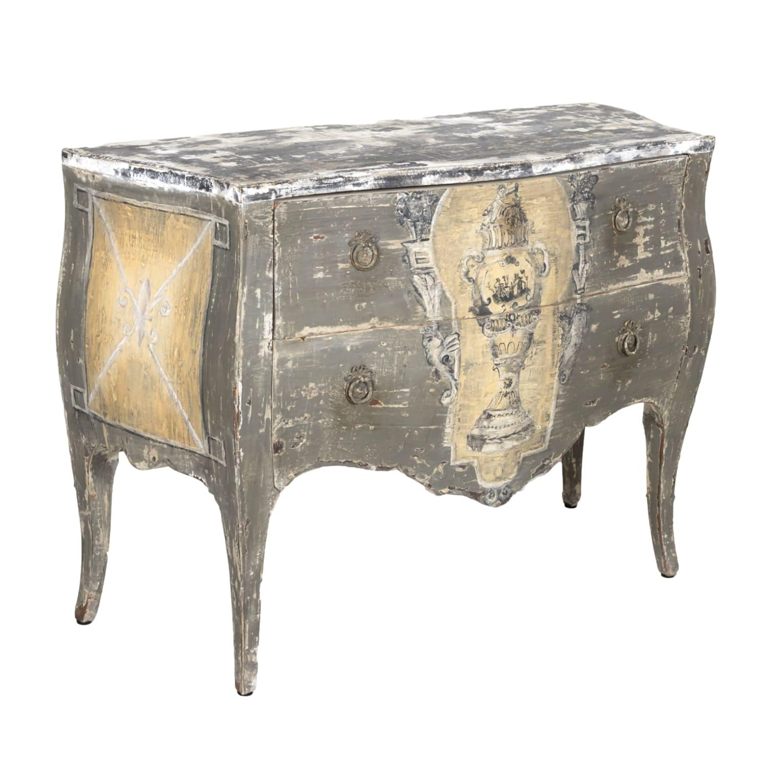 Antique French Louis XV Style Painted Commode Sauteuse For Sale