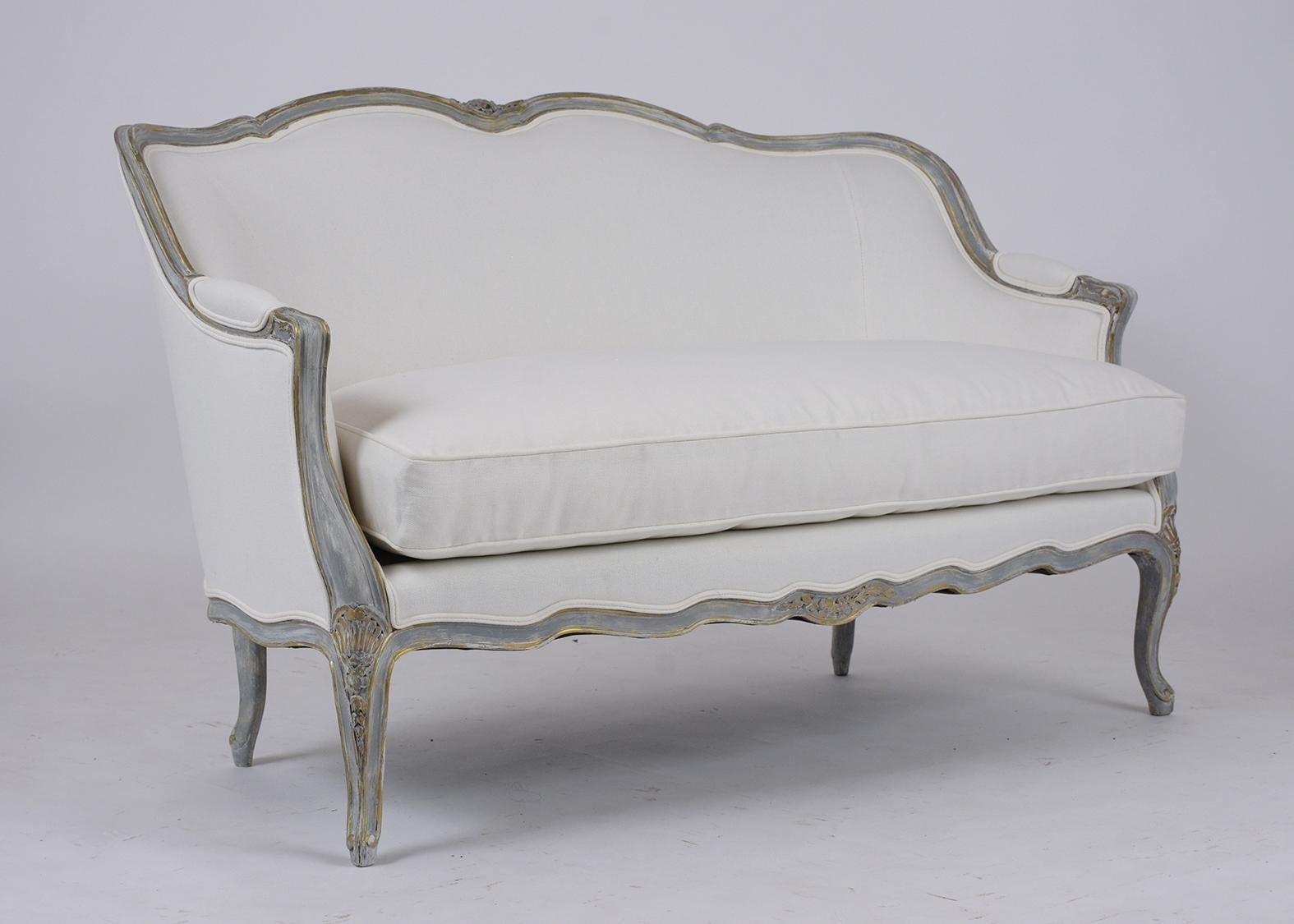 Antique French Louis XV Painted Sofa In Good Condition In Los Angeles, CA