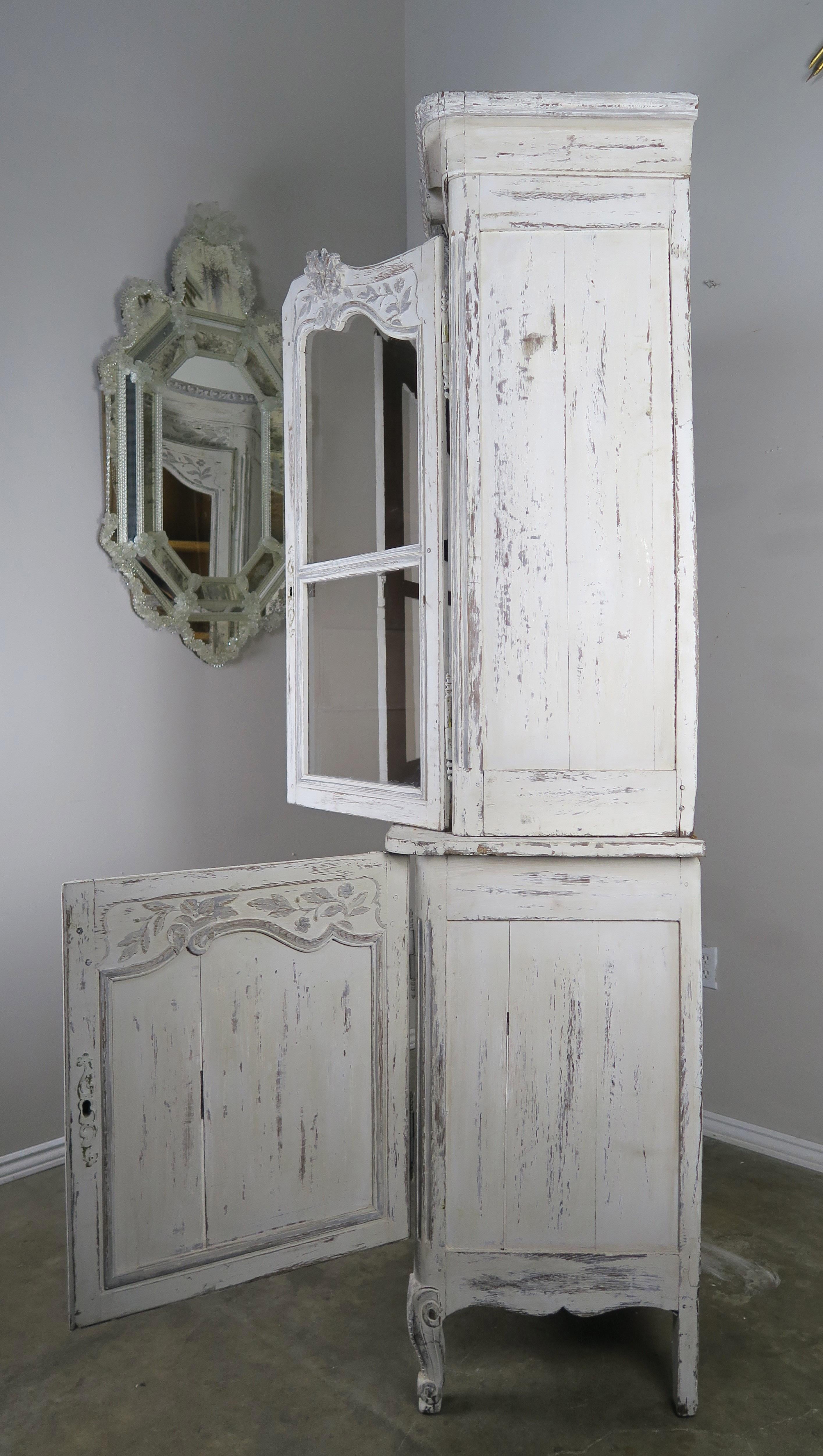 Antique French Louis XV Style Painted Wedding Armoire 6