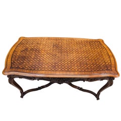 Antique French Louis XV Style Parquetry Library Table