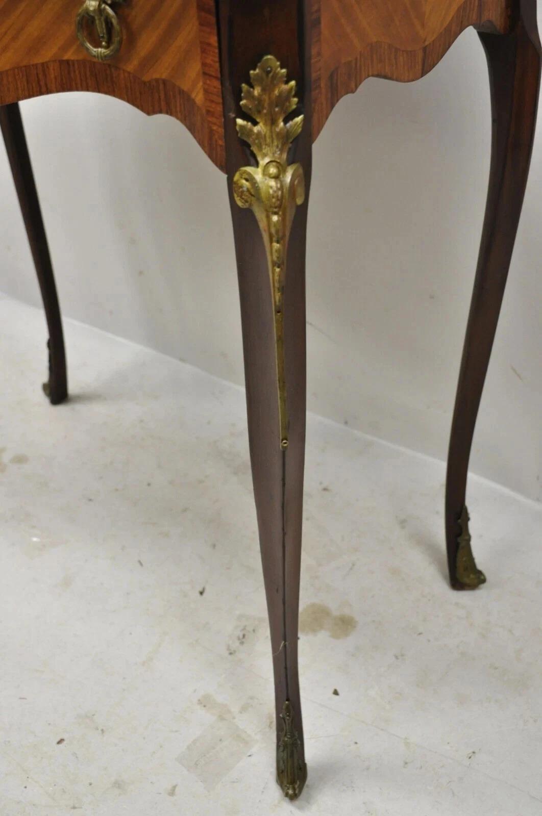 Antique French Louis XV Style Petite Curio Etagere with Satinwood Inlay & Mirror For Sale 3