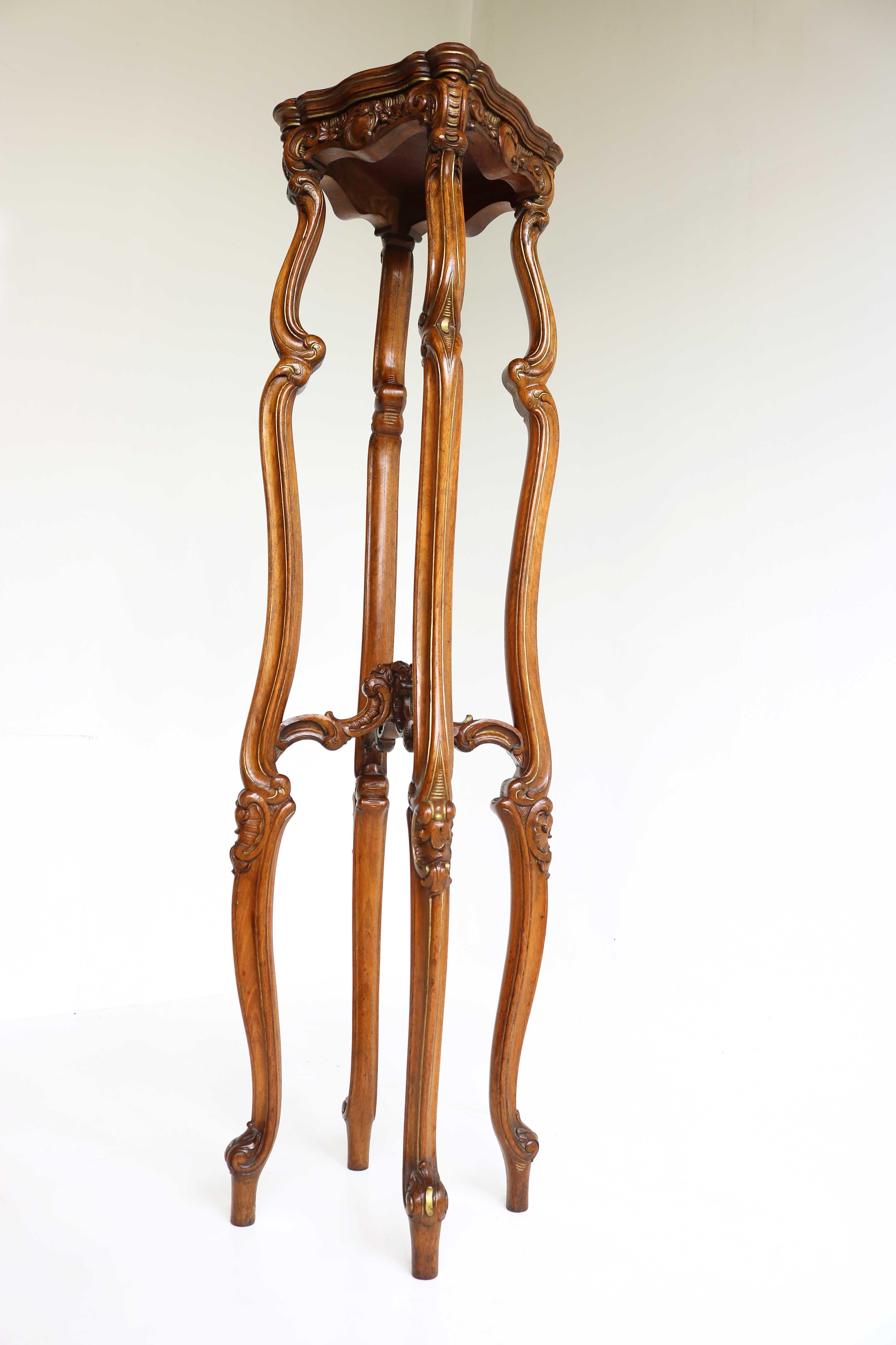 Antique French Louis XV Style Plant Stand, Carved Wood Table, Pedestal ca. 1900 For Sale 7