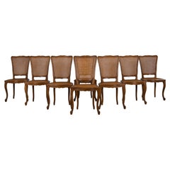 Antique French Louis Cane, sedie da pranzo provinciali in acero in stile Luigi XV - Set di 8 sedie