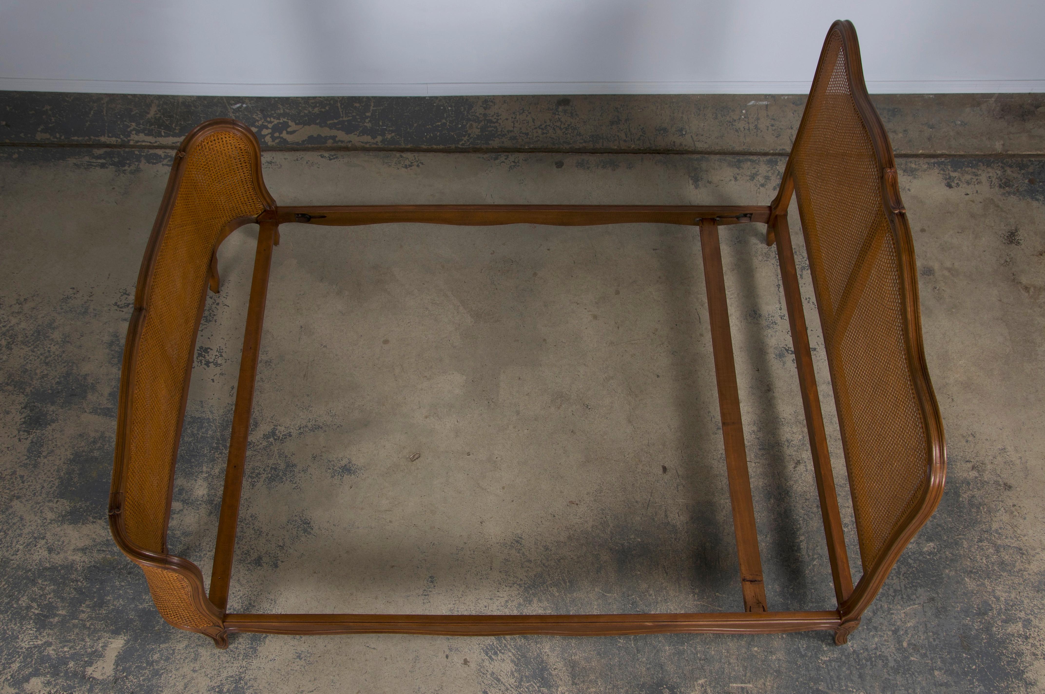 Antique French Louis XV Style Provincial Maple Cane Fullsize Bedframe 6