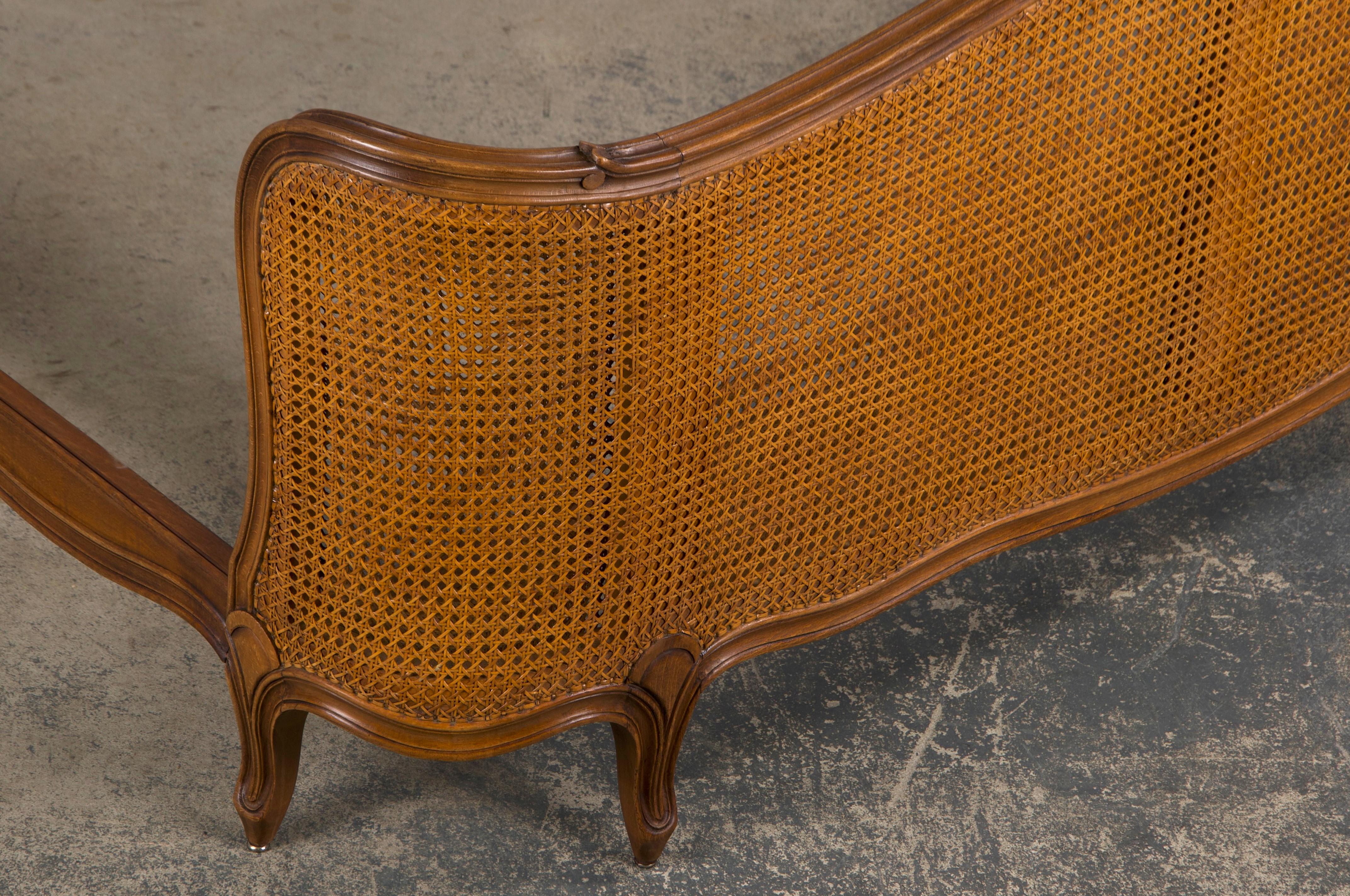 Antique French Louis XV Style Provincial Maple Cane Fullsize Bedframe 3