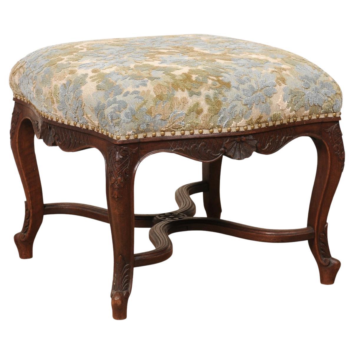 Antique French Louis XV Style Provincial Stool Cowtan and Tout Walden Fabric