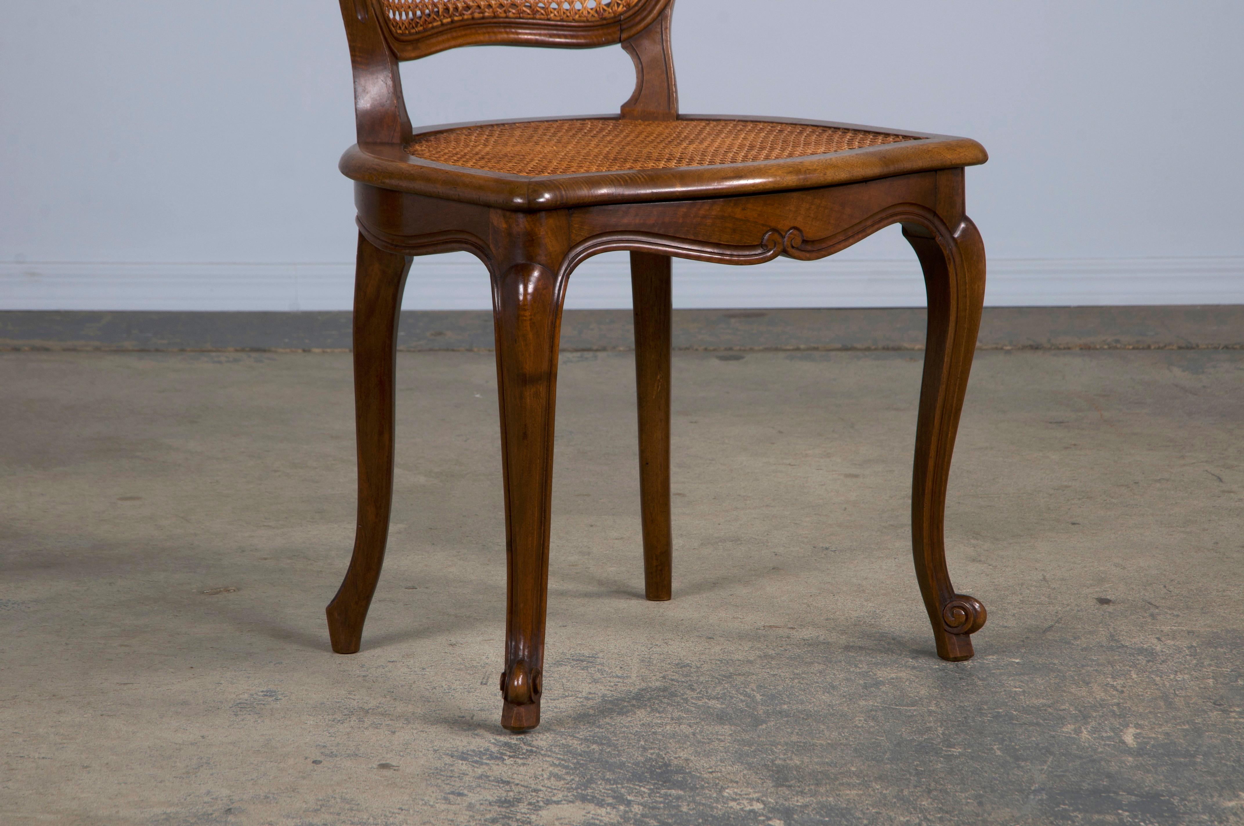 Antique French Louis XV Style Provincial Walnut and Cane Dining Chairs- Set of 8 5