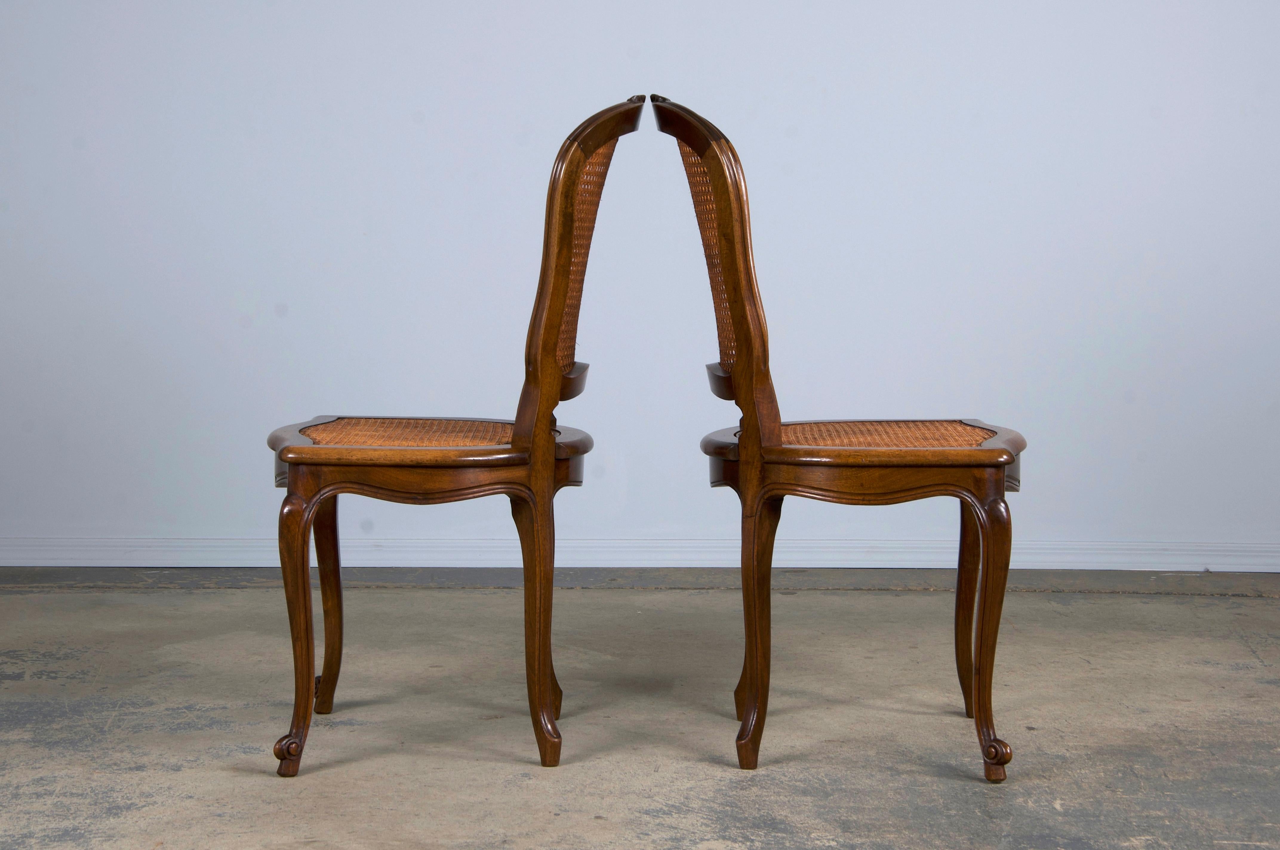 Antique French Louis XV Style Provincial Walnut and Cane Dining Chairs- Set of 8 7
