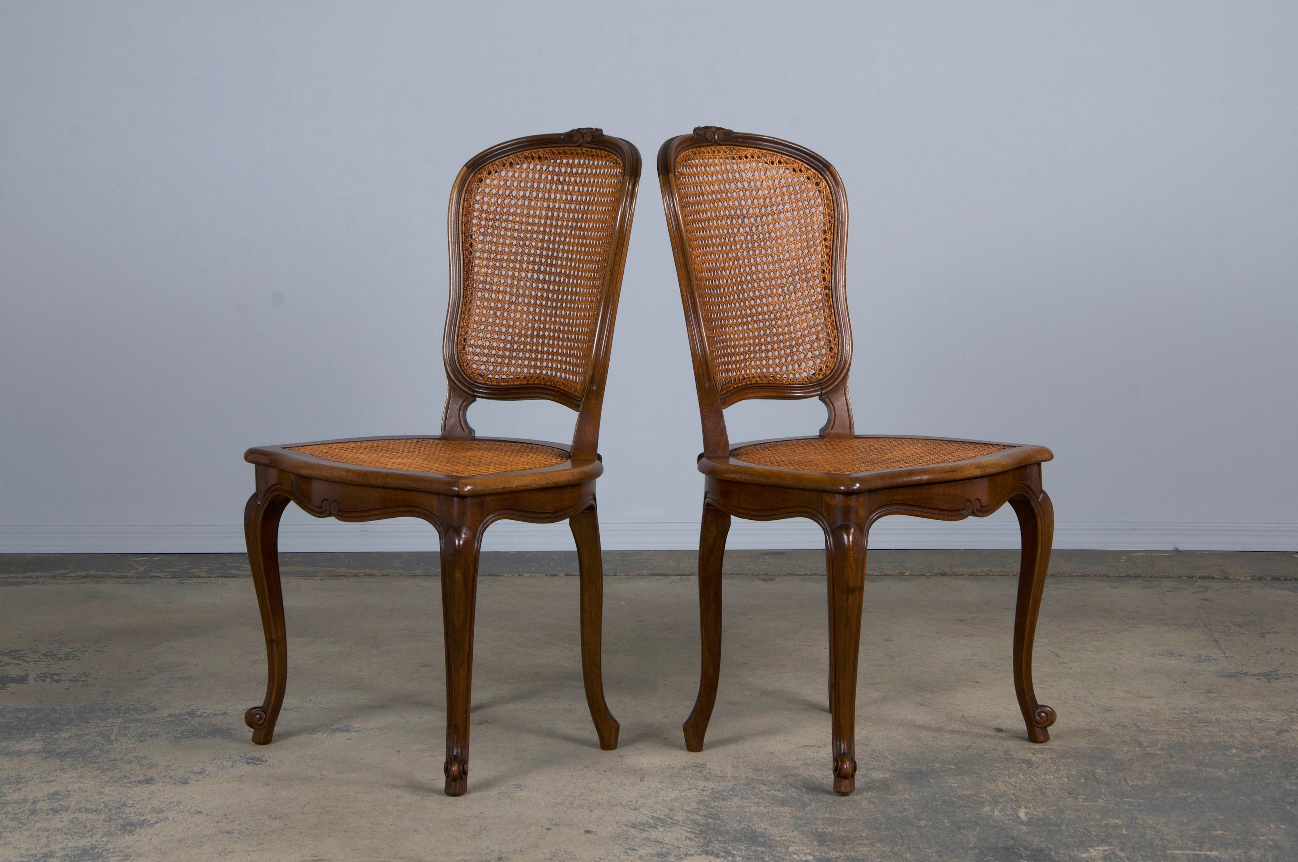 Antique French Louis XV Style Provincial Walnut and Cane Dining Chairs- Set of 8 8