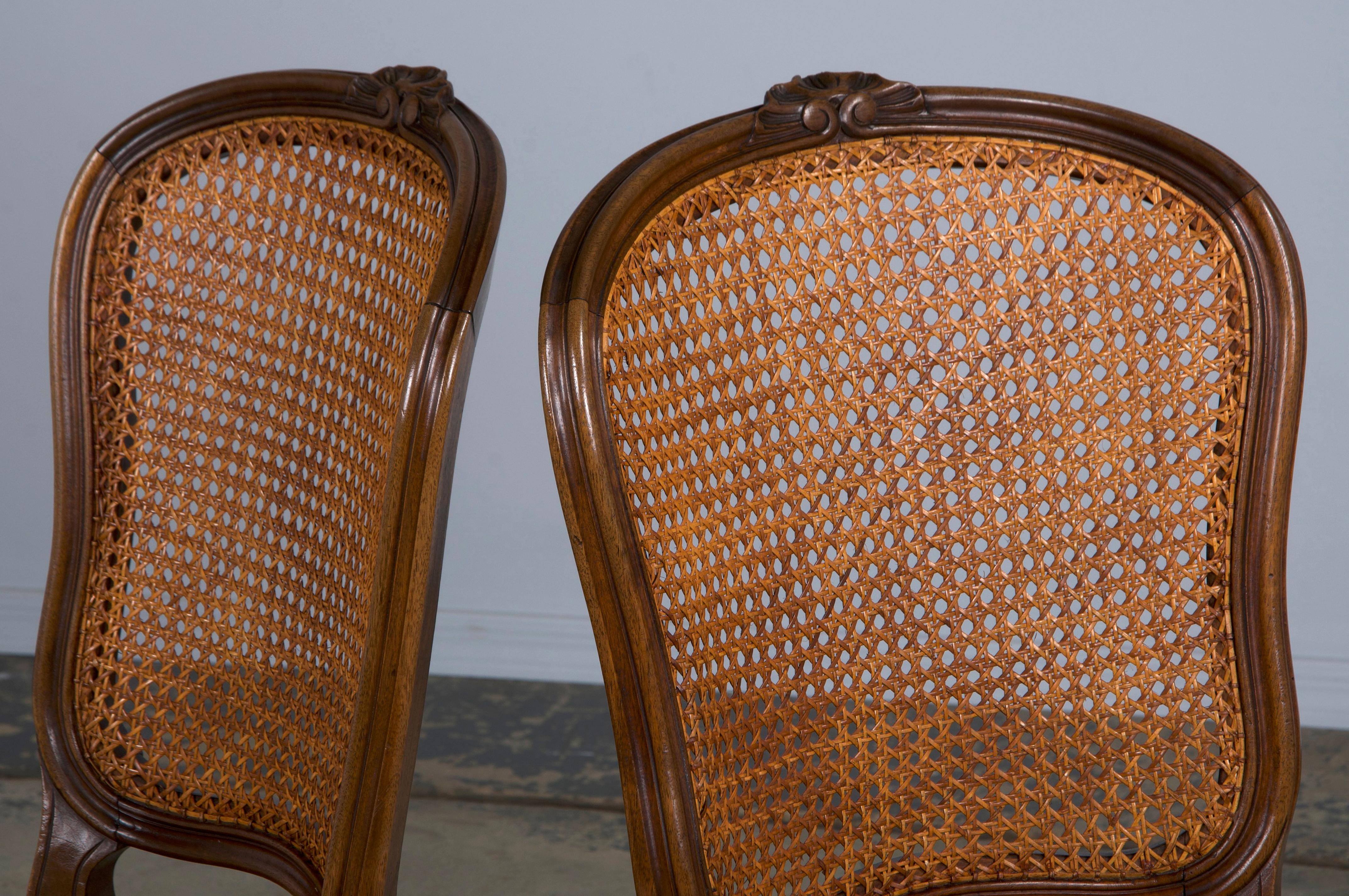 Antique French Louis XV Style Provincial Walnut and Cane Dining Chairs- Set of 8 9