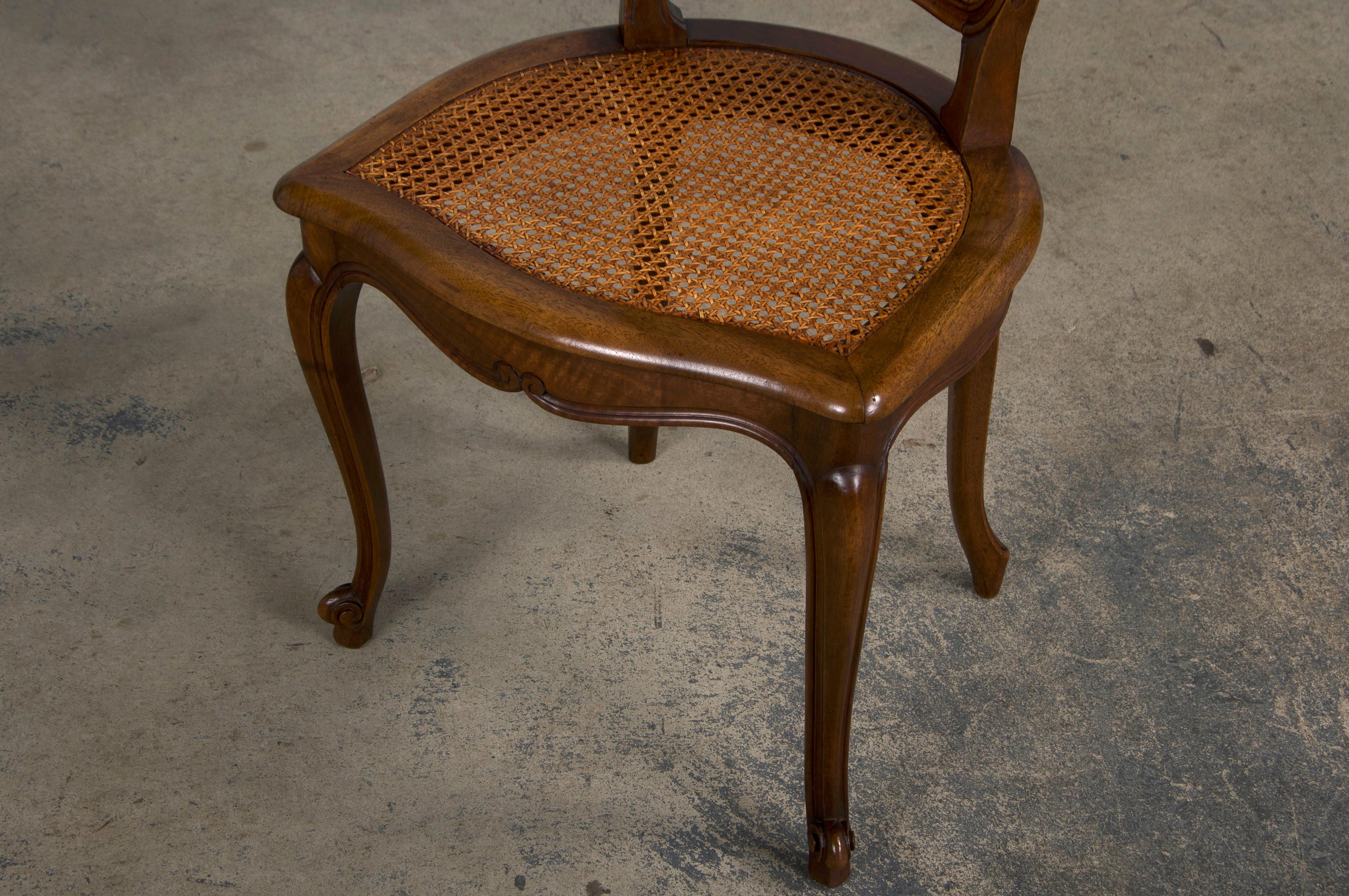 Antique French Louis XV Style Provincial Walnut and Cane Dining Chairs- Set of 8 11