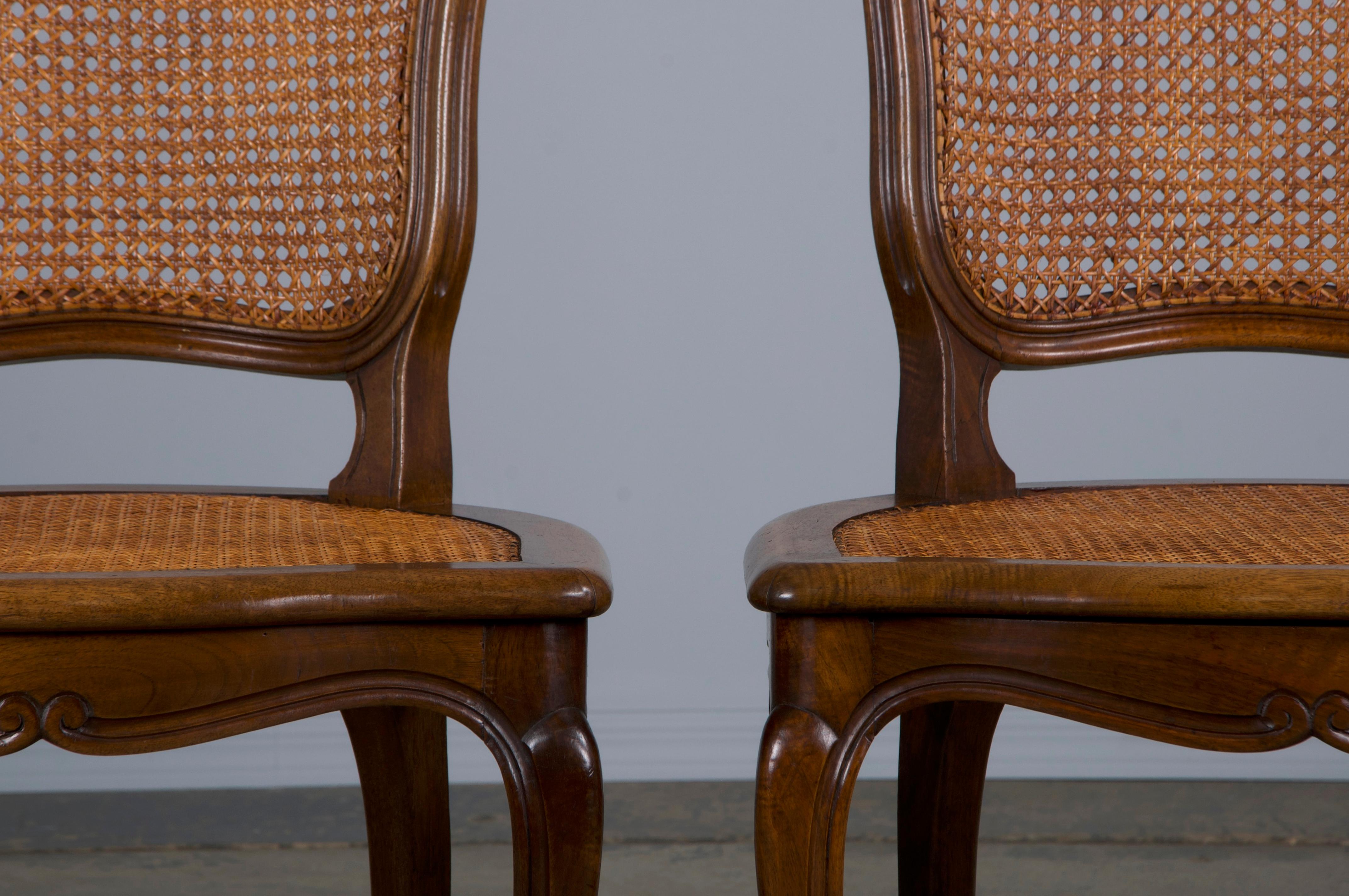 Antique French Louis XV Style Provincial Walnut and Cane Dining Chairs- Set of 8 1