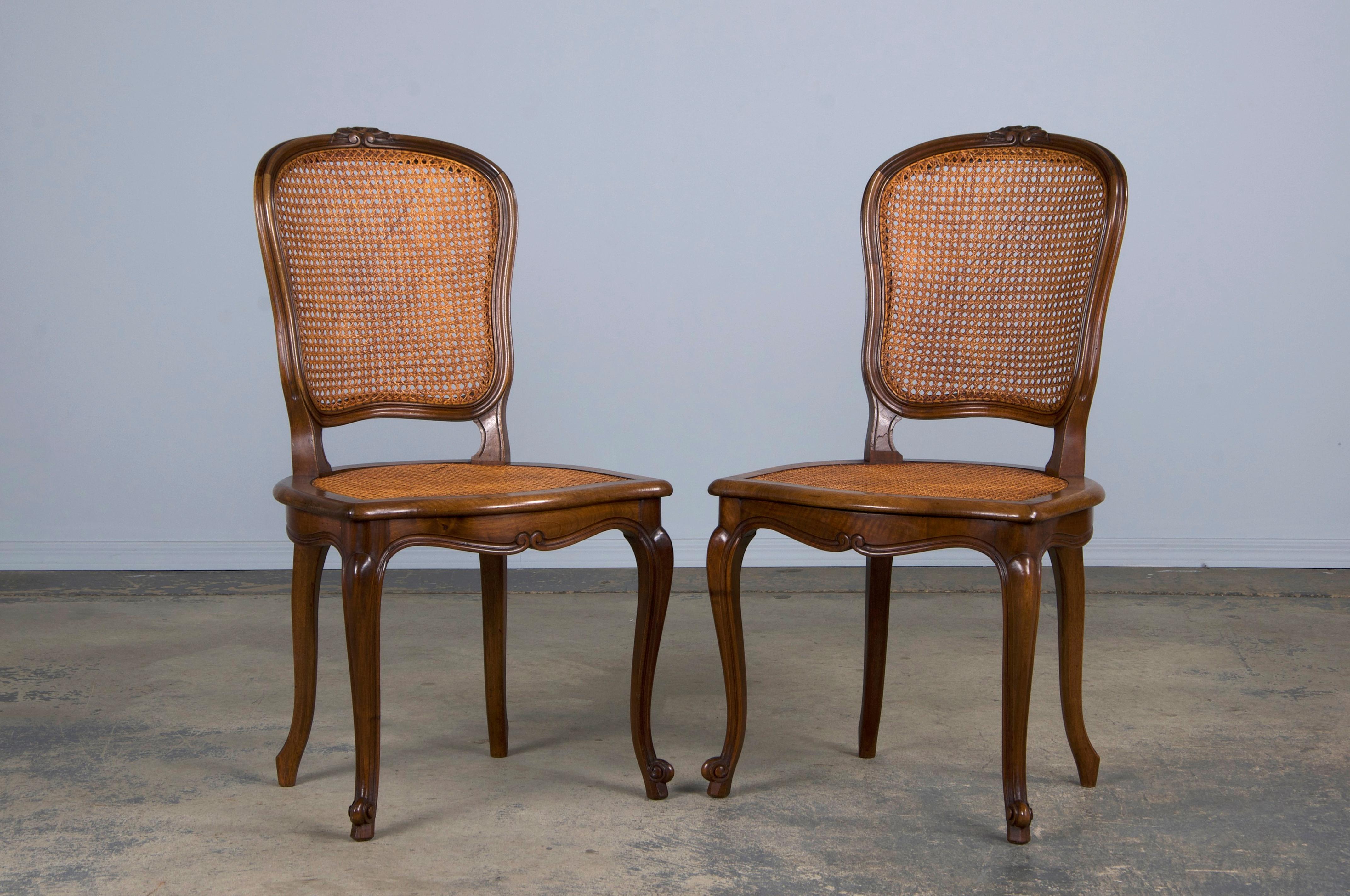 Antique French Louis XV Style Provincial Walnut and Cane Dining Chairs- Set of 8 2