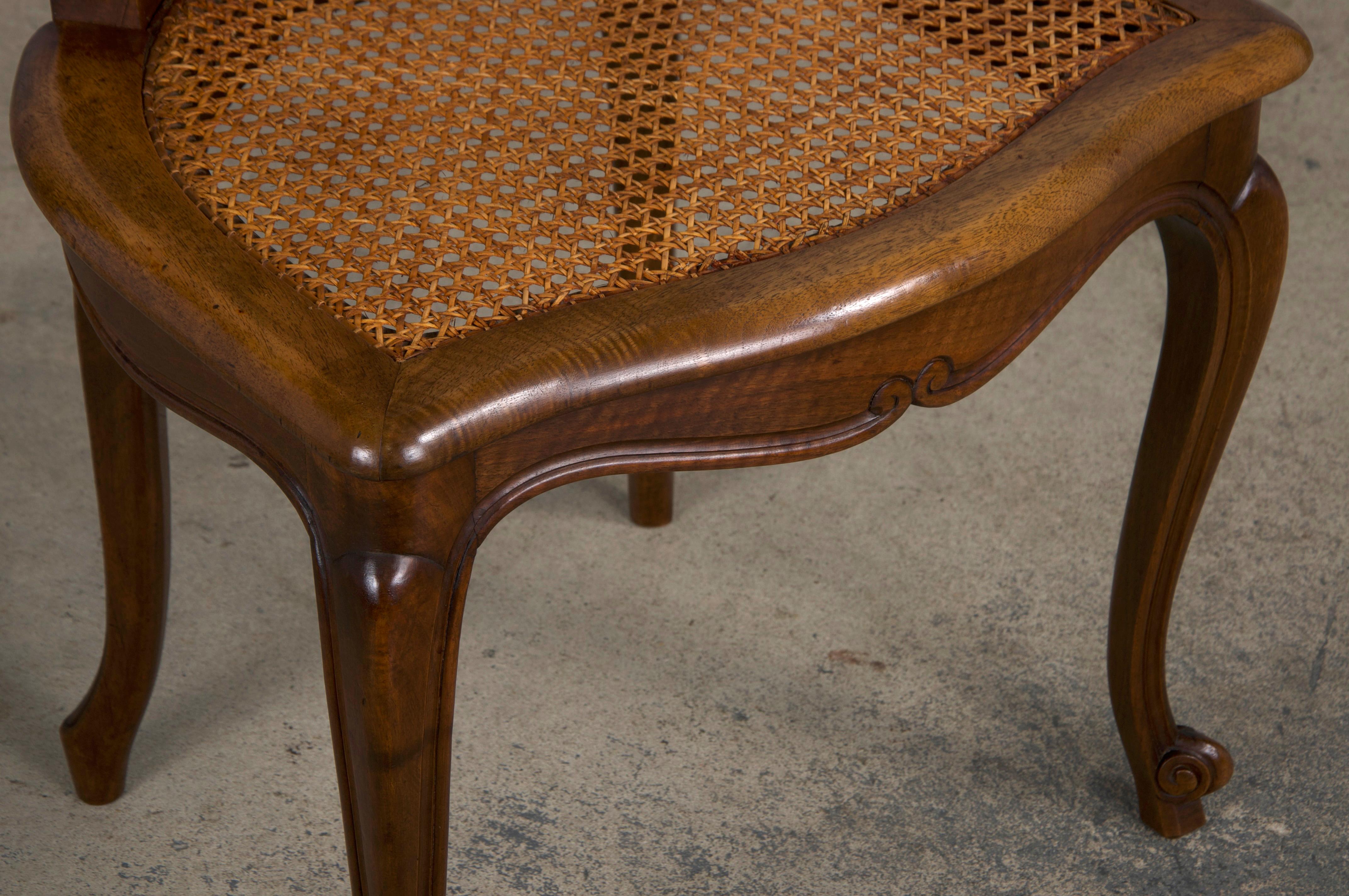 Antique French Louis XV Style Provincial Walnut and Cane Dining Chairs- Set of 8 4