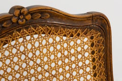 Antique French Louis XV Style Provincial Walnut Cane Dining Chairs, Set of 12