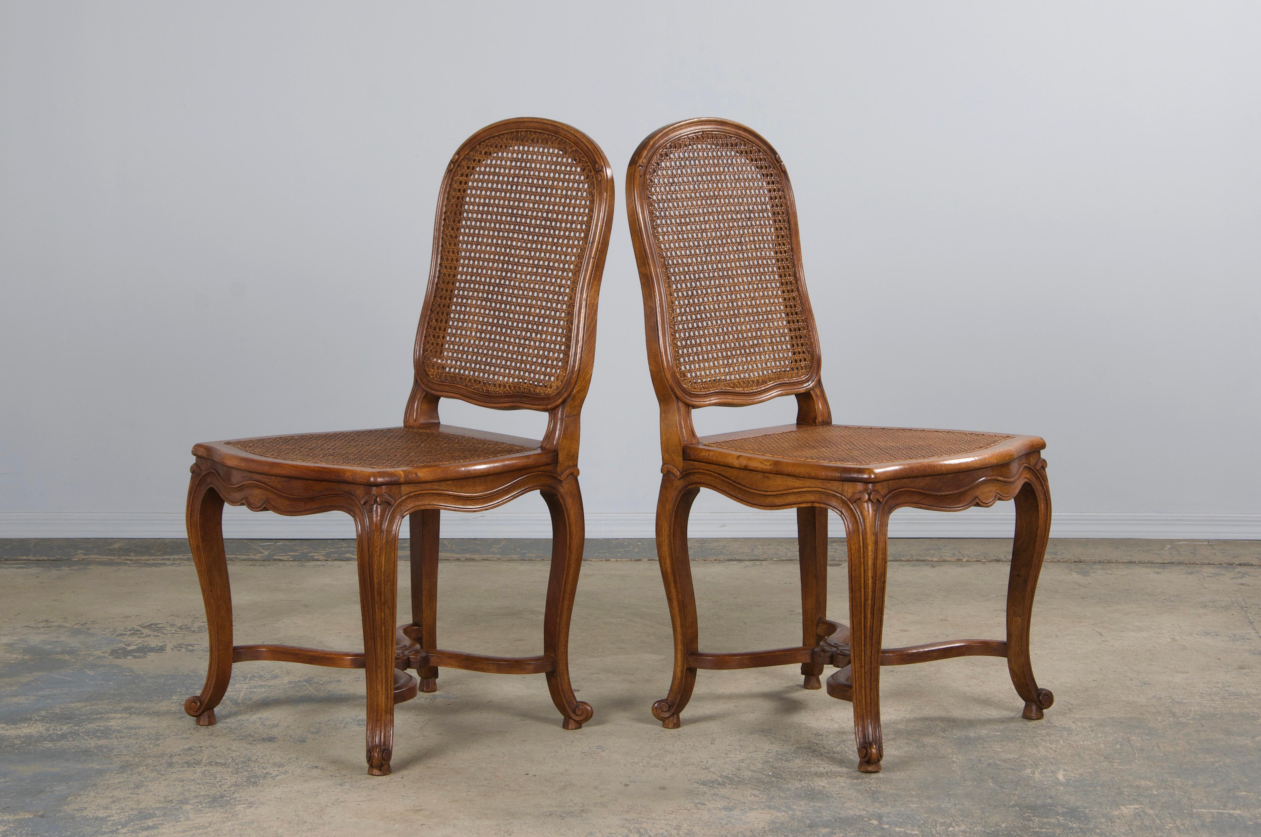 Antique French Louis XV Style Provincial Walnut Cane Dining Chairs - Set of 6 8