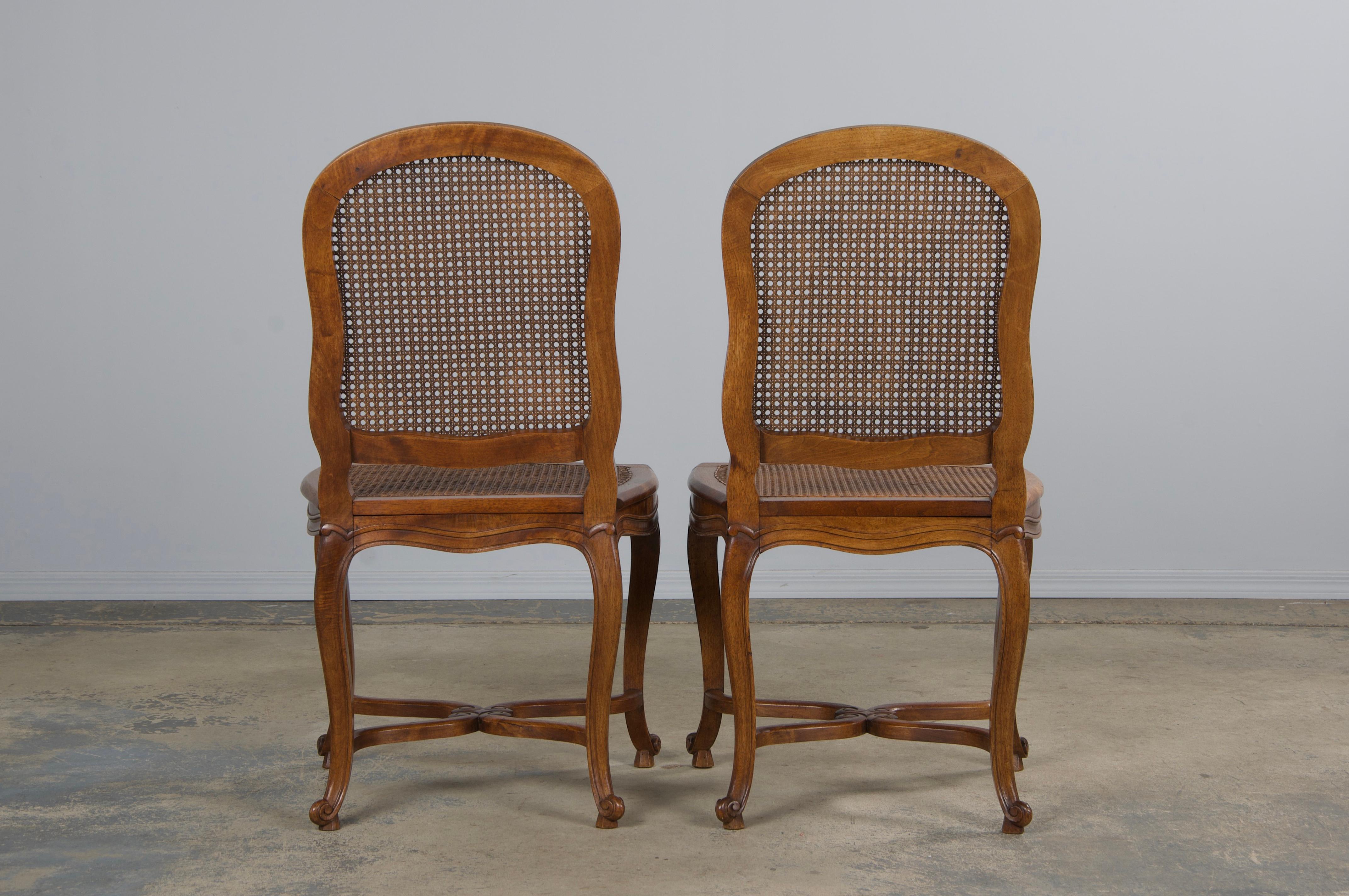 Antique French Louis XV Style Provincial Walnut Cane Dining Chairs - Set of 6 13