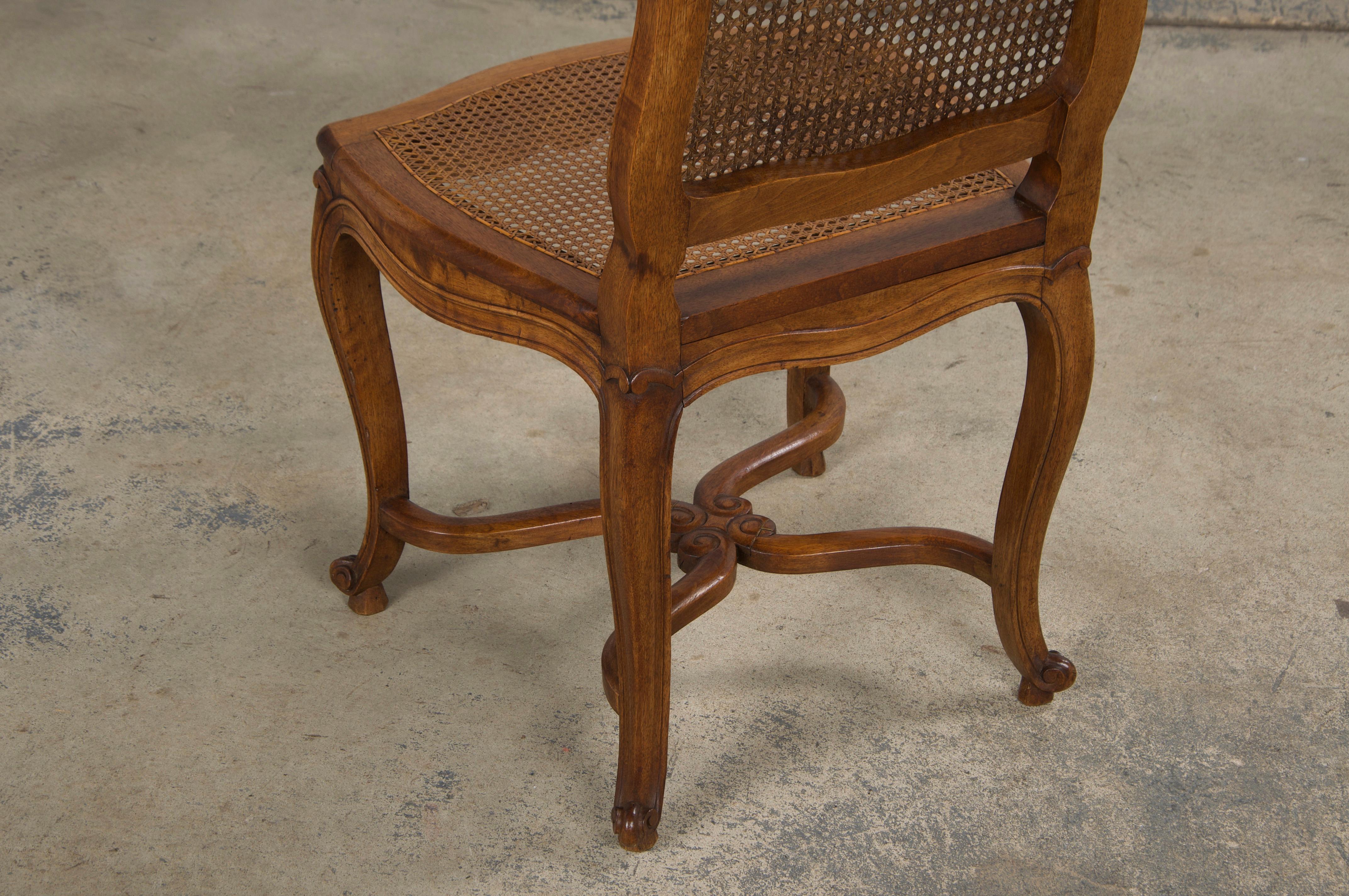 Antique French Louis XV Style Provincial Walnut Cane Dining Chairs - Set of 6 14