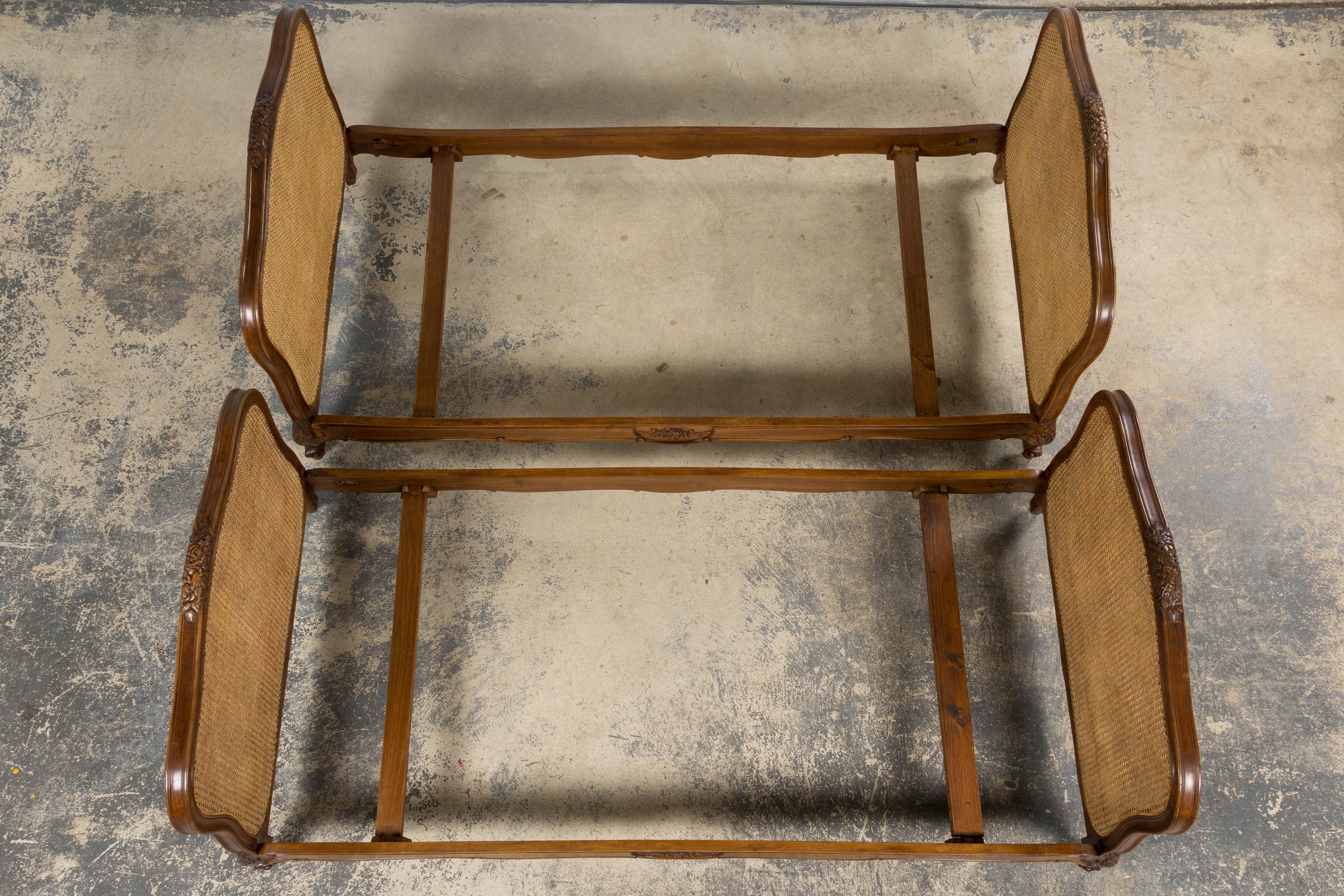 Antique French Louis XV Style Provincial Walnut Twin Size Bed Frames - A Pair in vendita 4