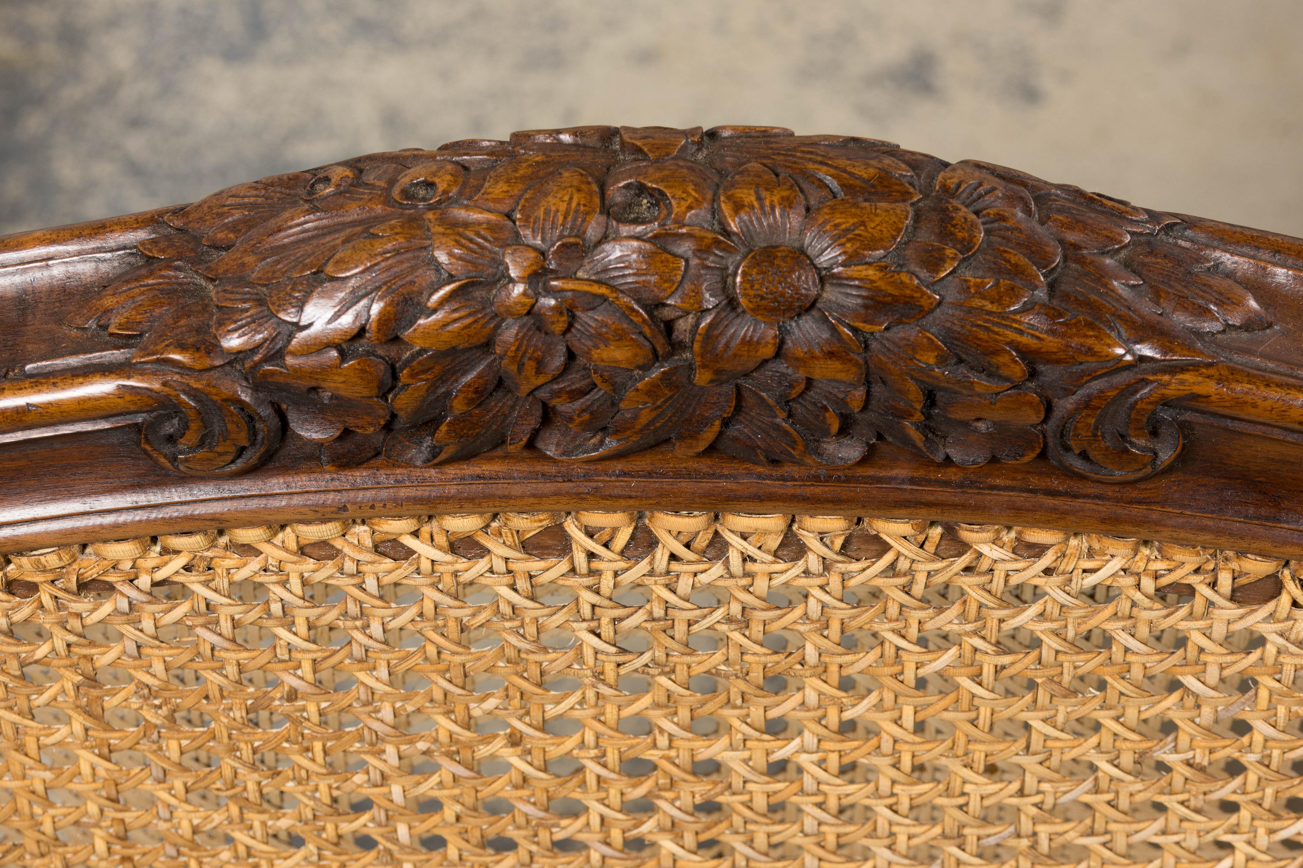 Francese Antique French Louis XV Style Provincial Walnut Twin Size Bed Frames - A Pair in vendita