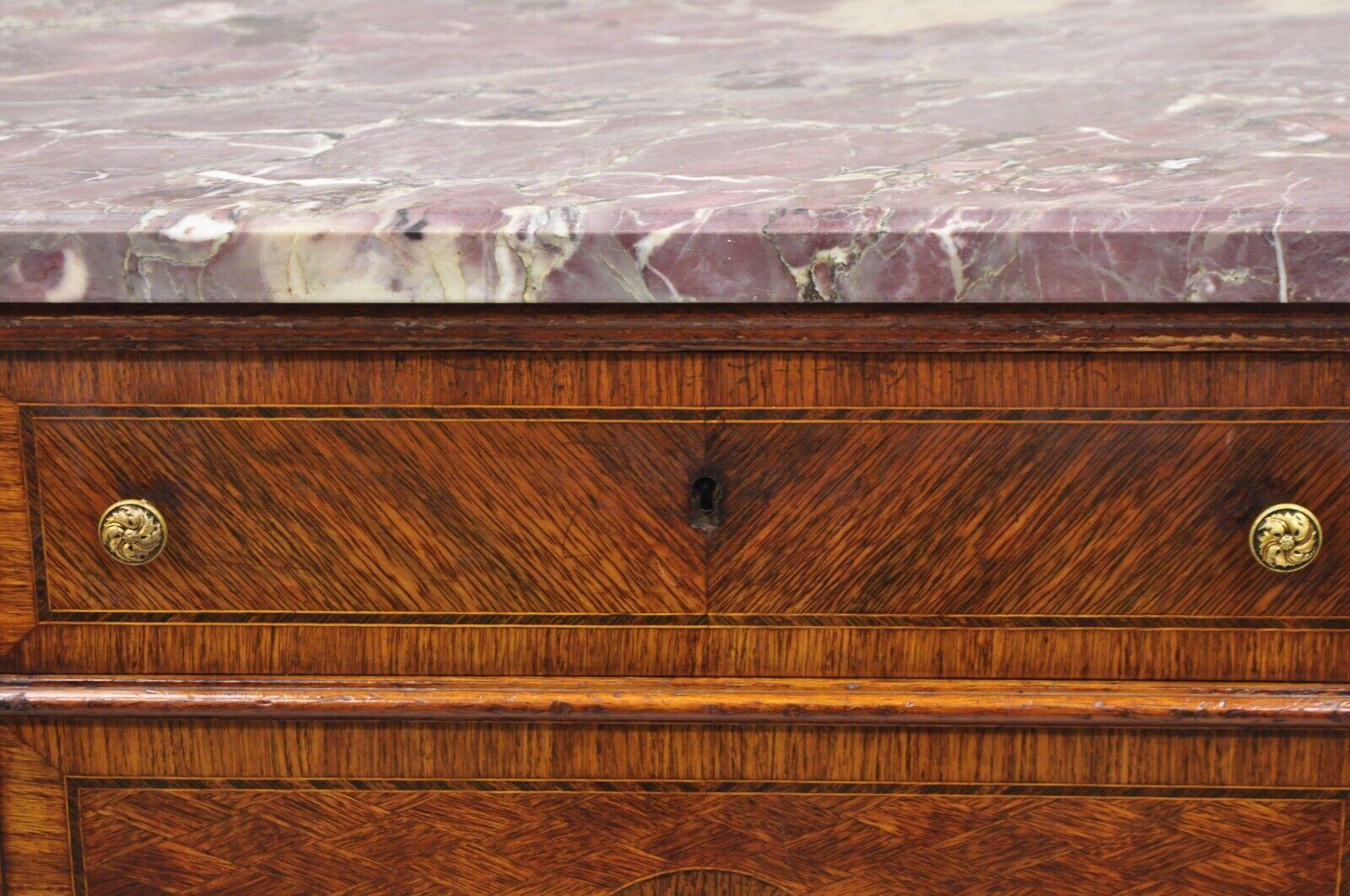 Antique French Louis XV Style Purple Marble Bronze Ormolu Dresser Commode Chest For Sale 2