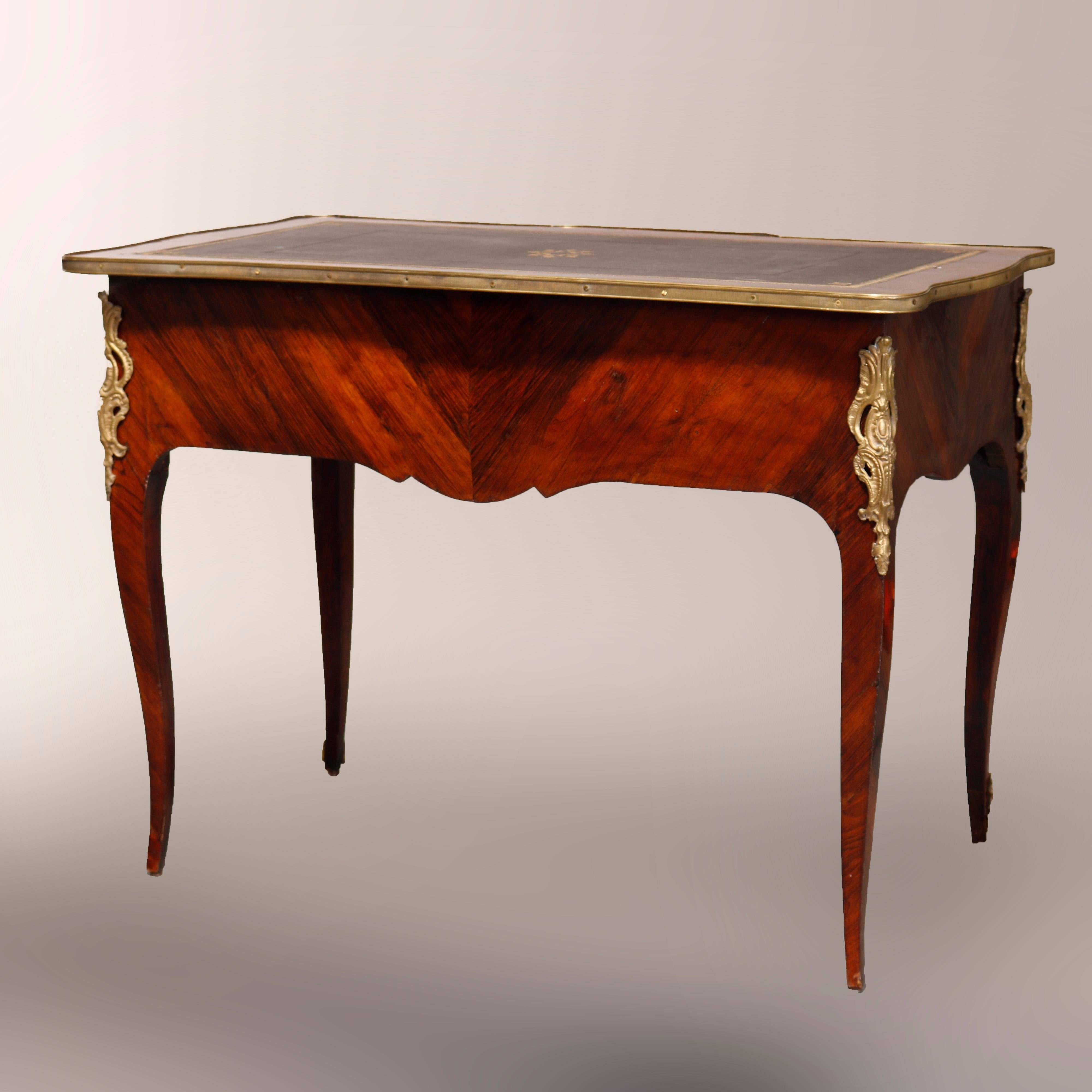 Carved Antique French Louis XV Style Rosewood and Ormolu Bureau Plat, circa 1890