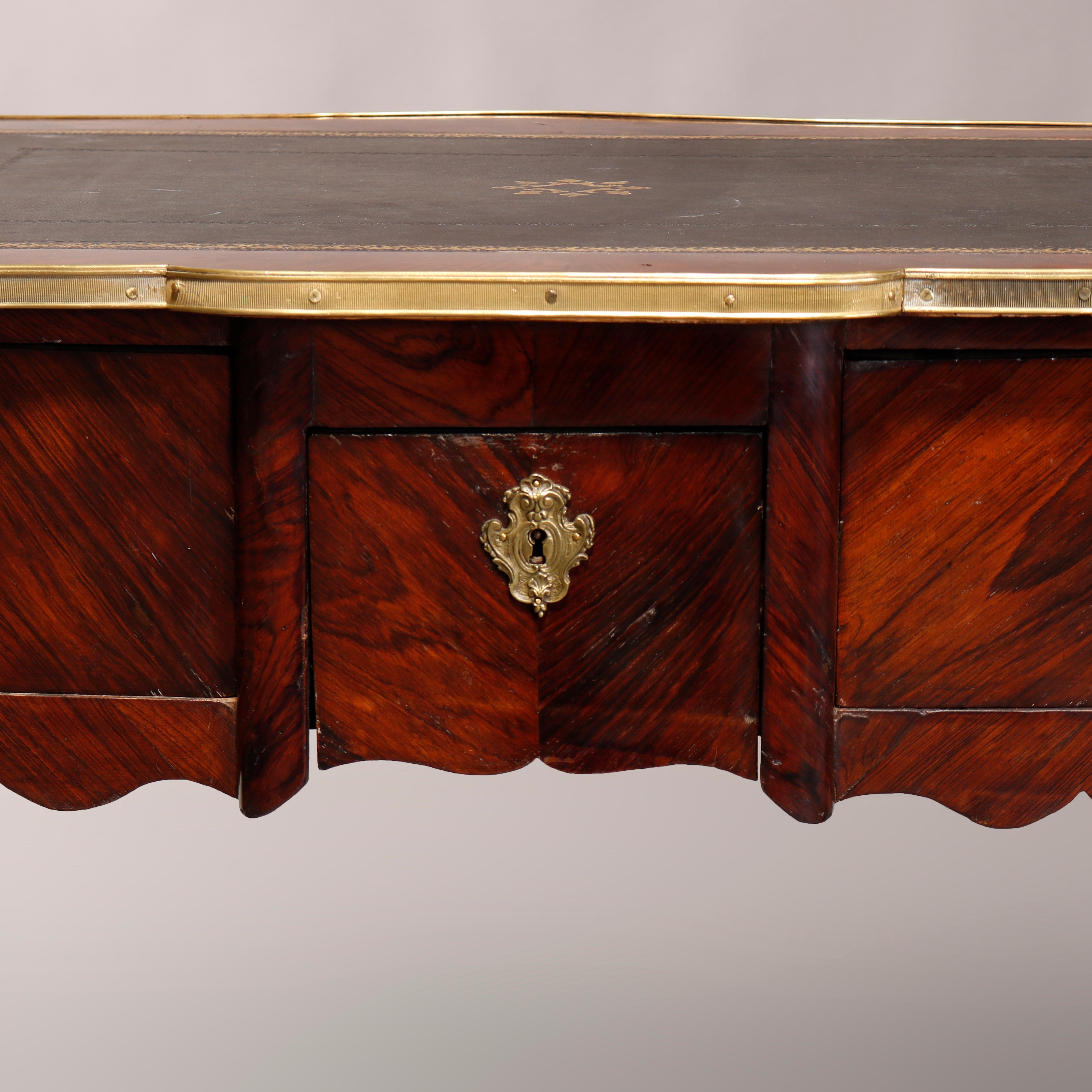 Wood Antique French Louis XV Style Rosewood and Ormolu Bureau Plat, circa 1890