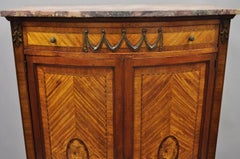 Antique French Louis XV Style Satinwood Marble Top Tall Chest Dresser Cabinet