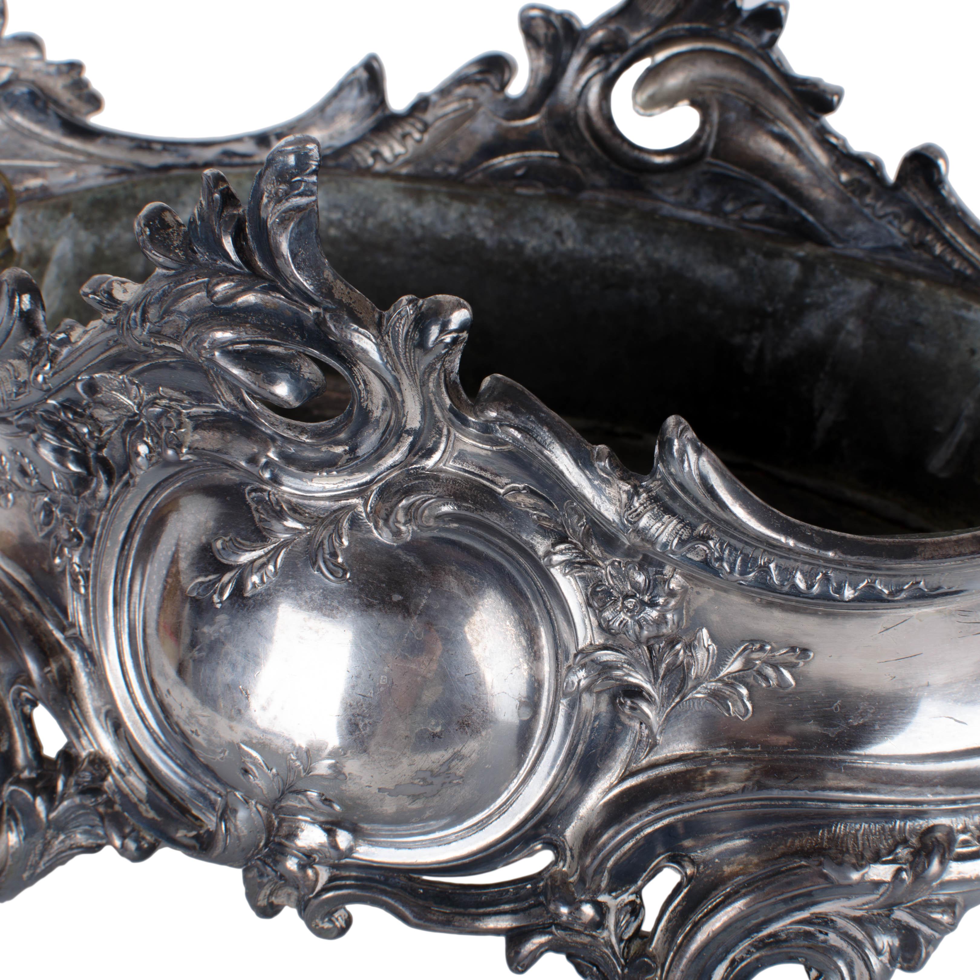 Antique French Louis XV Style Silver-plate Jardiniere im Angebot 1
