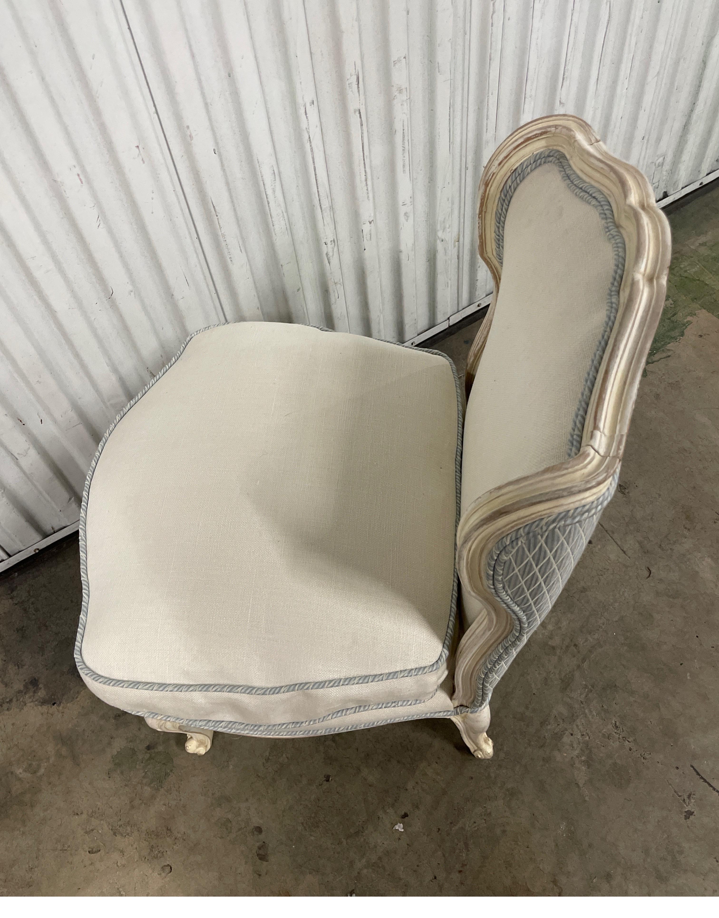 19th Century Antique French Louis XV Style Slipper Chair For Sale