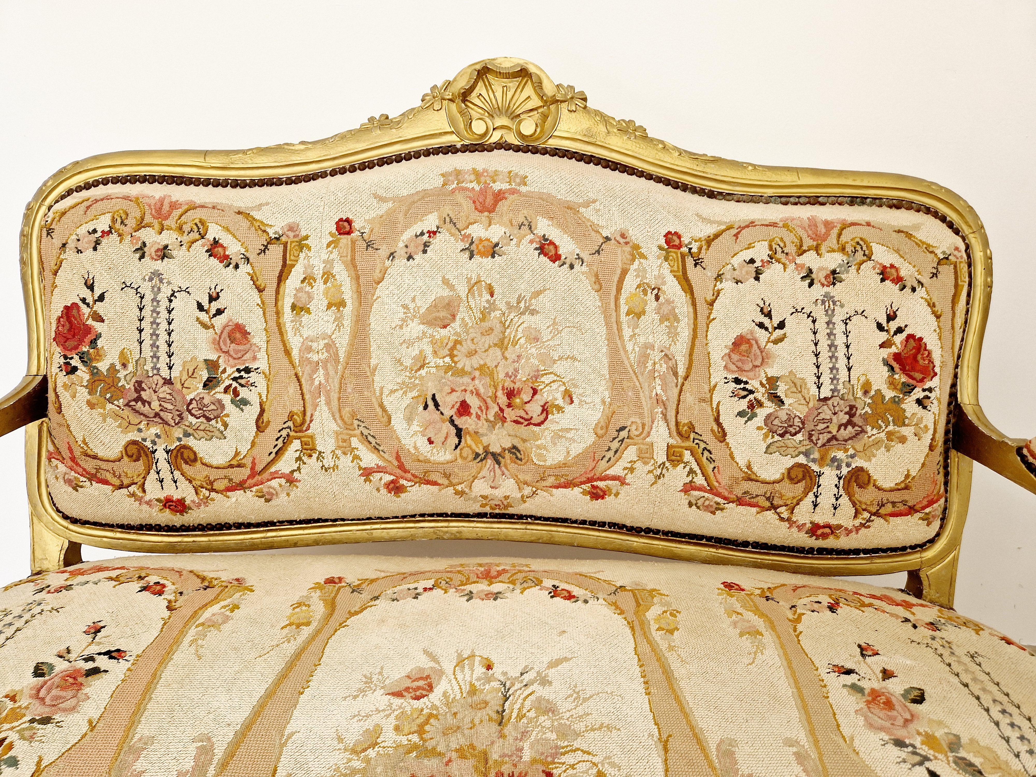 Canapé ancien français de style Louis XV Bon état - En vente à Buxton, GB
