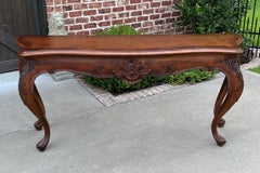 Antique French Louis XV Style Sofa Hall Entry Console Table Mahogany 77" Wide