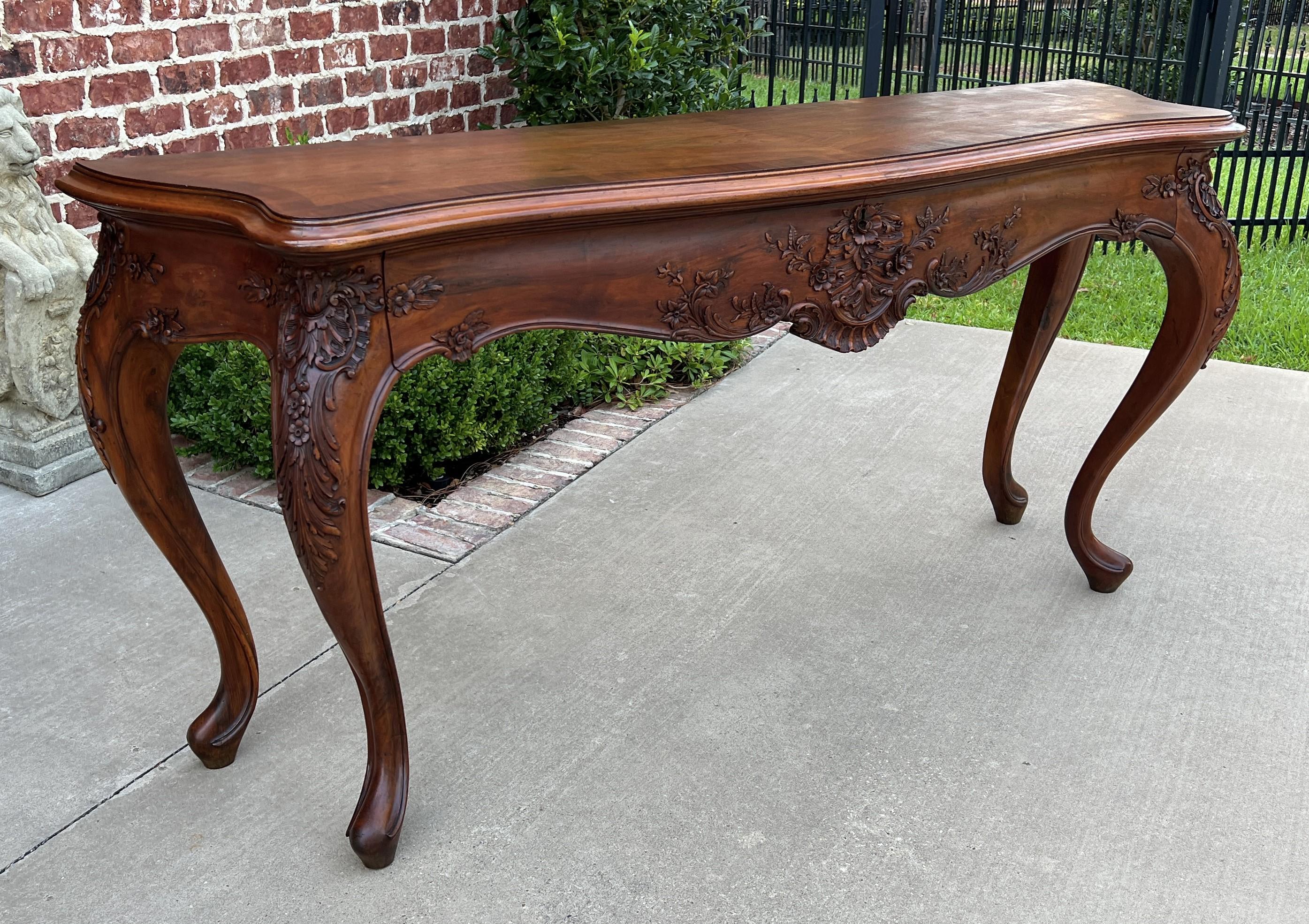 Late 19th Century Antique French Louis XV Style Sofa Hall Entry Console Table Mahogany 77